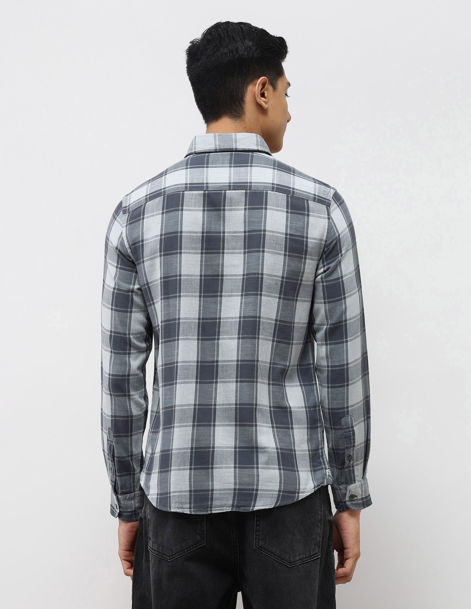Plaid Checked Twill Shirt Light Grey - U.S. Polo Assn. India | Large