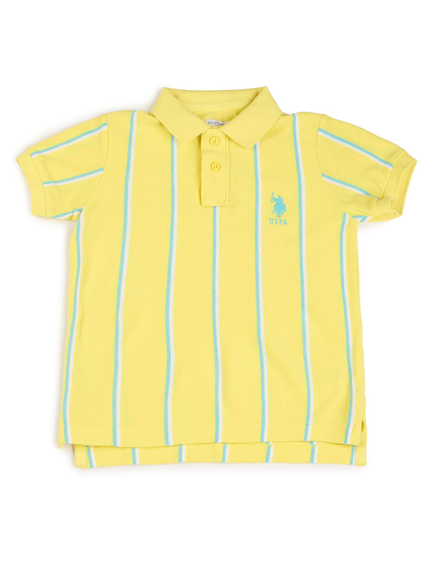 Boys Vertical Striped Regular Fit Polo Shirt Light Yellow - U.S. POLO ASSN. | Large
