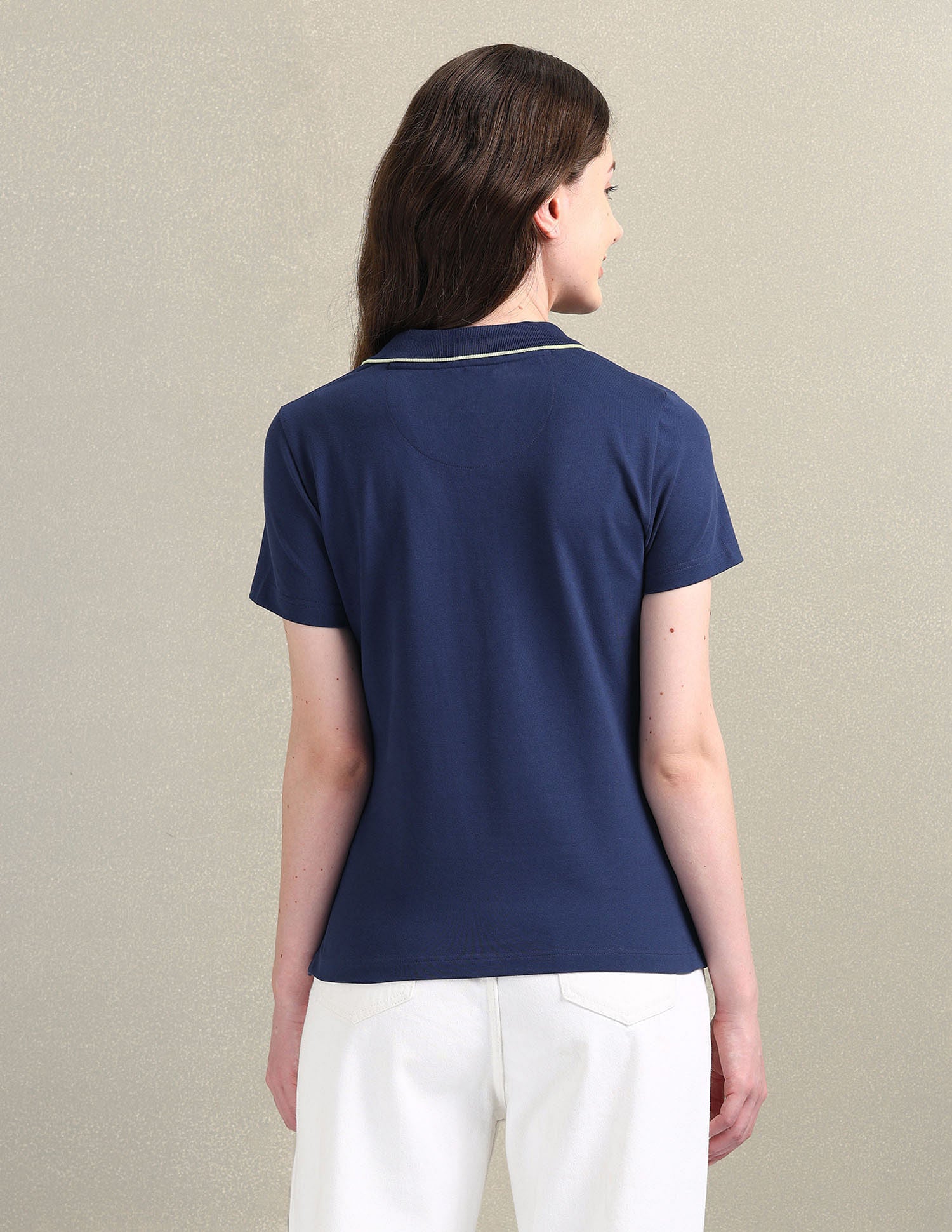 Tipped V-Neck Solid Polo Shirt Navy - U.S. POLO ASSN. | Large