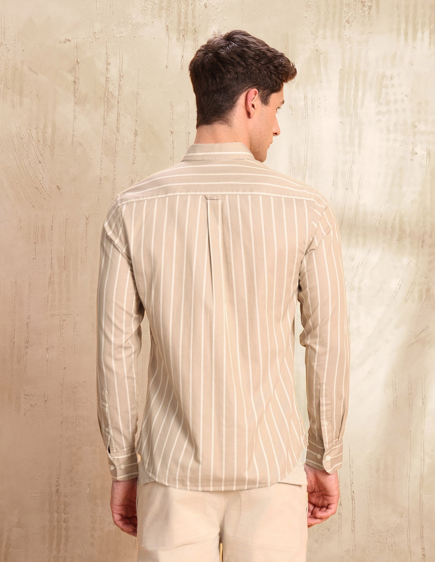 Dobby Tailored Fit Shirt Beige - U.S. POLO ASSN. | Large