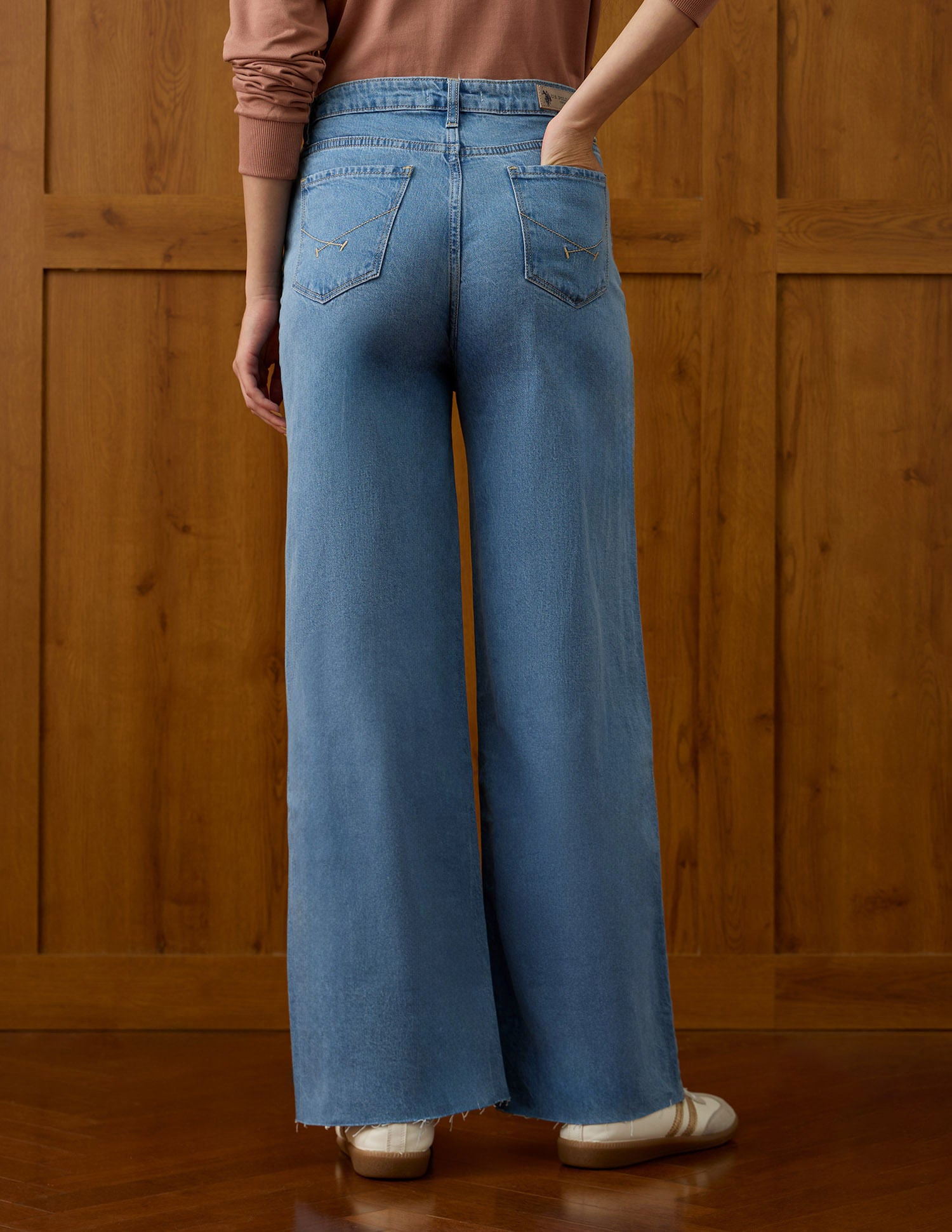 High Rise Wide Leg Fit Jeans Blue - U.S. POLO ASSN. | Large