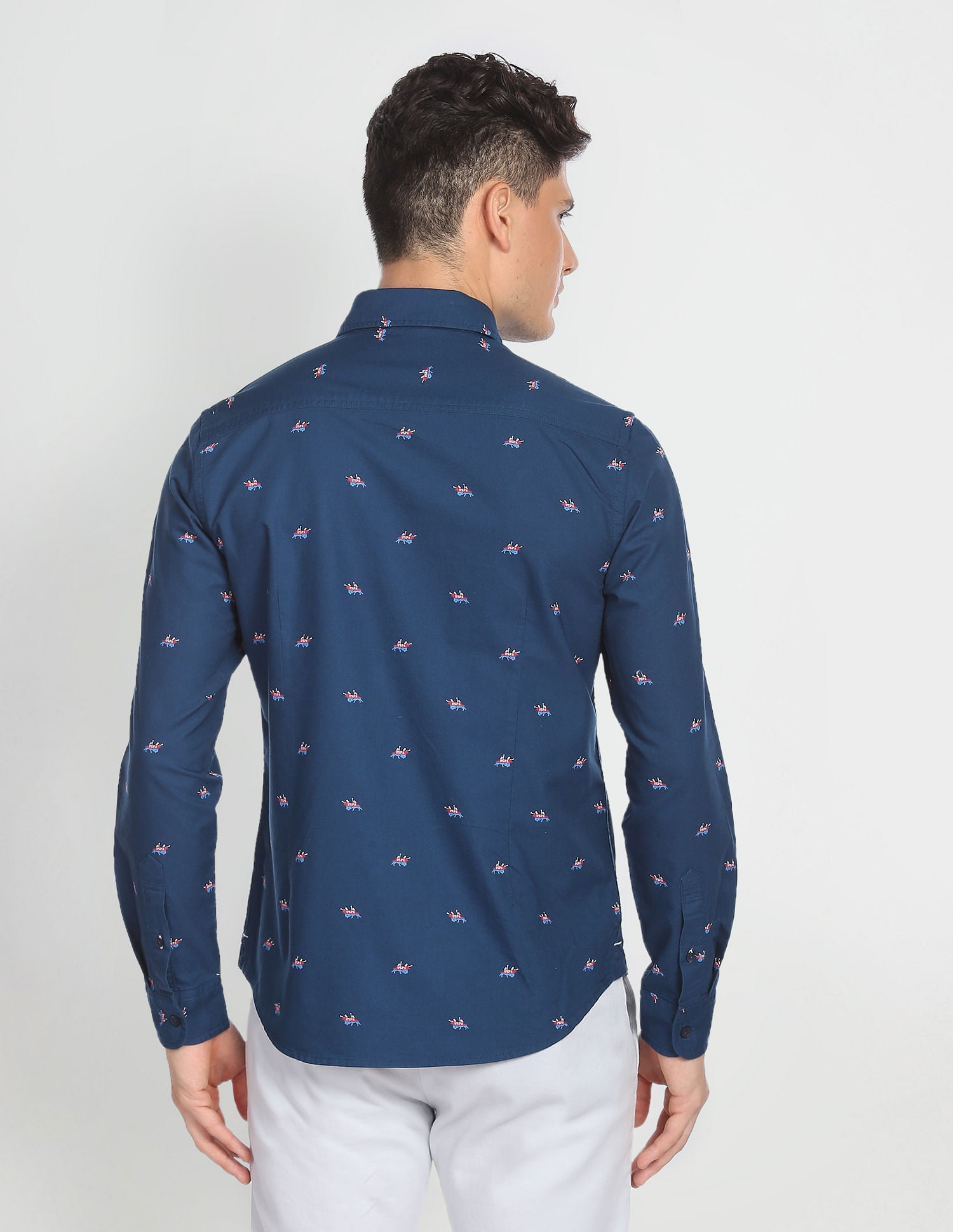 Brand Print Oxford Shirt Navy - U.S. Polo Assn. India | Large