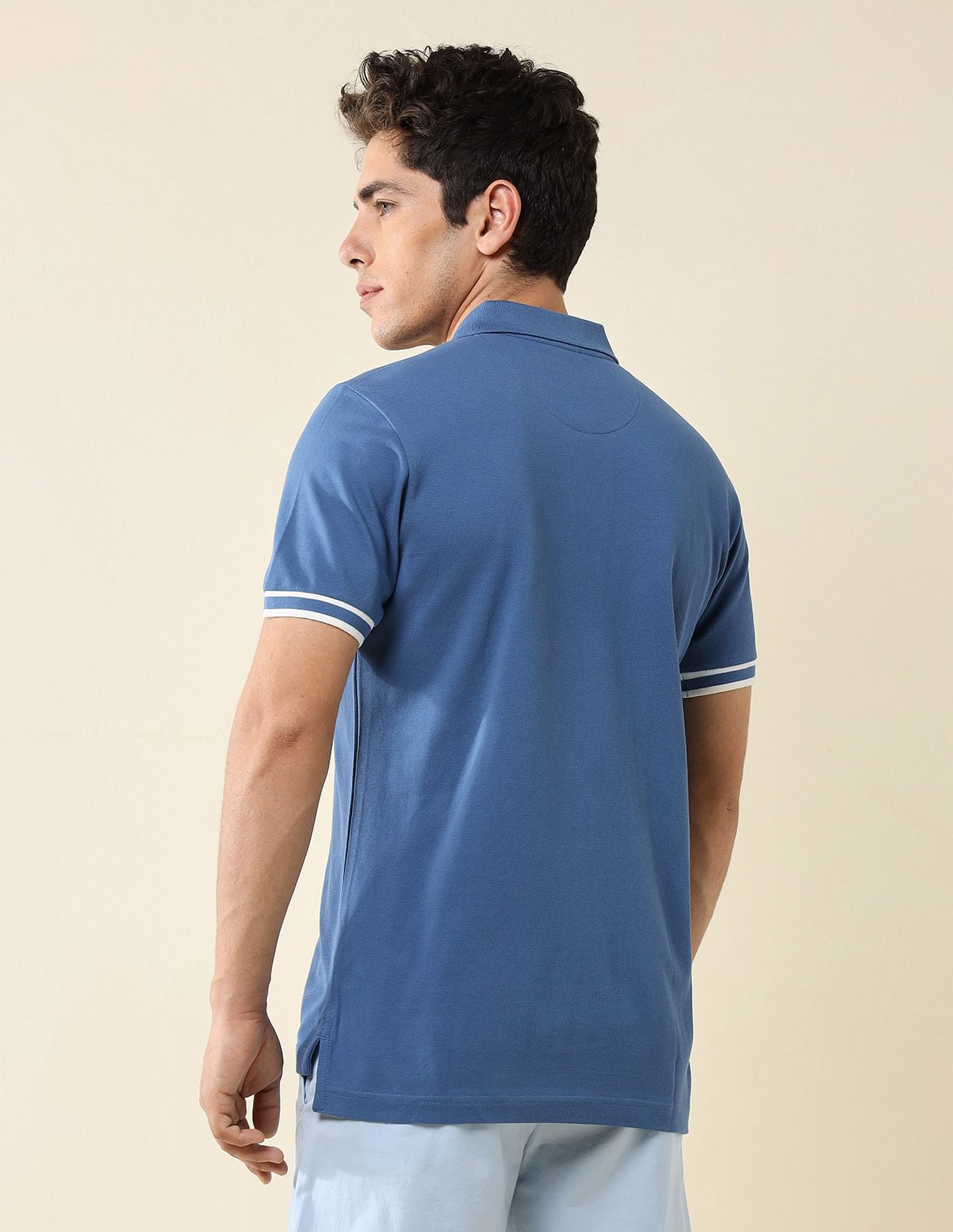 Striped Placket Slim Fit Polo Shirt Blue - U.S. Polo Assn. India | Large