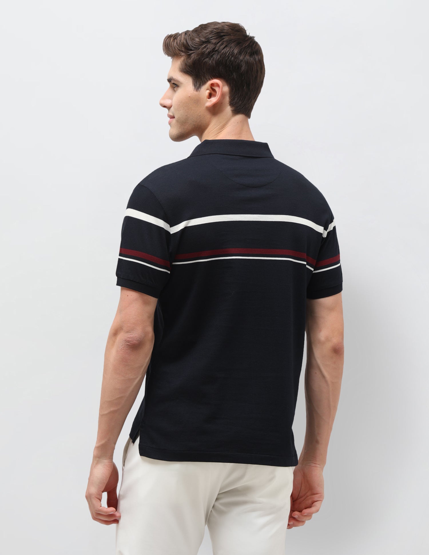 Horizontal Striped Slim Fit Polo Shirt Navy - U.S. Polo Assn. India | Large