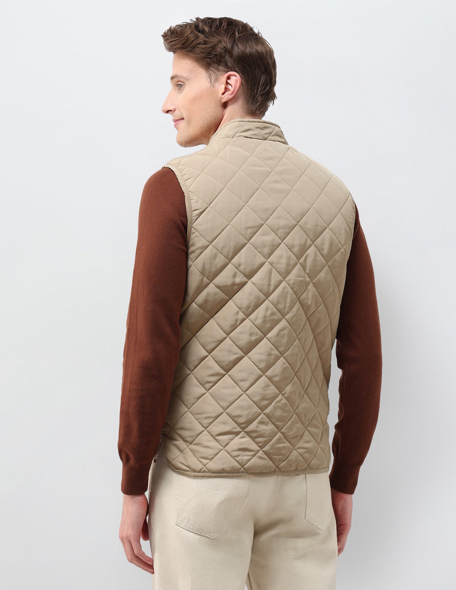 High Neck Solid Quilted Jacket Beige - U.S. POLO ASSN. | Large