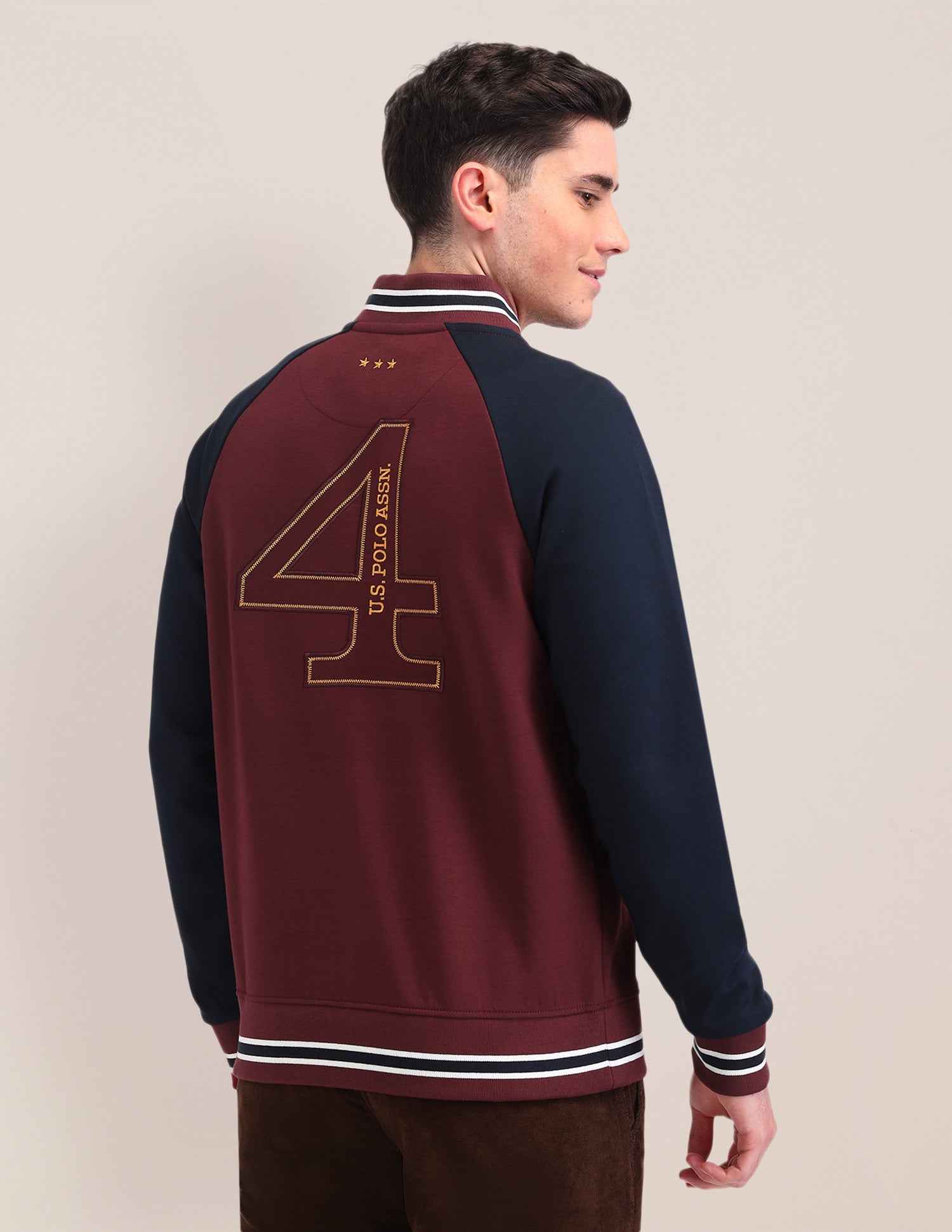 Colour Blocked Regular Fit Sweatshirt Maroon - U.S. POLO ASSN. | Large