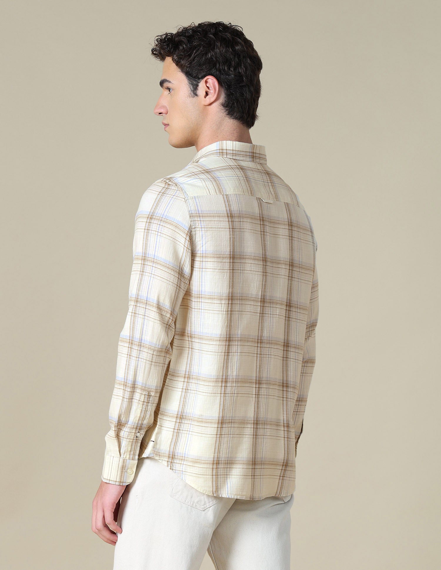 Grid Tattersall Checked Twill Shirt Ivory - U.S. Polo Assn. India | Large