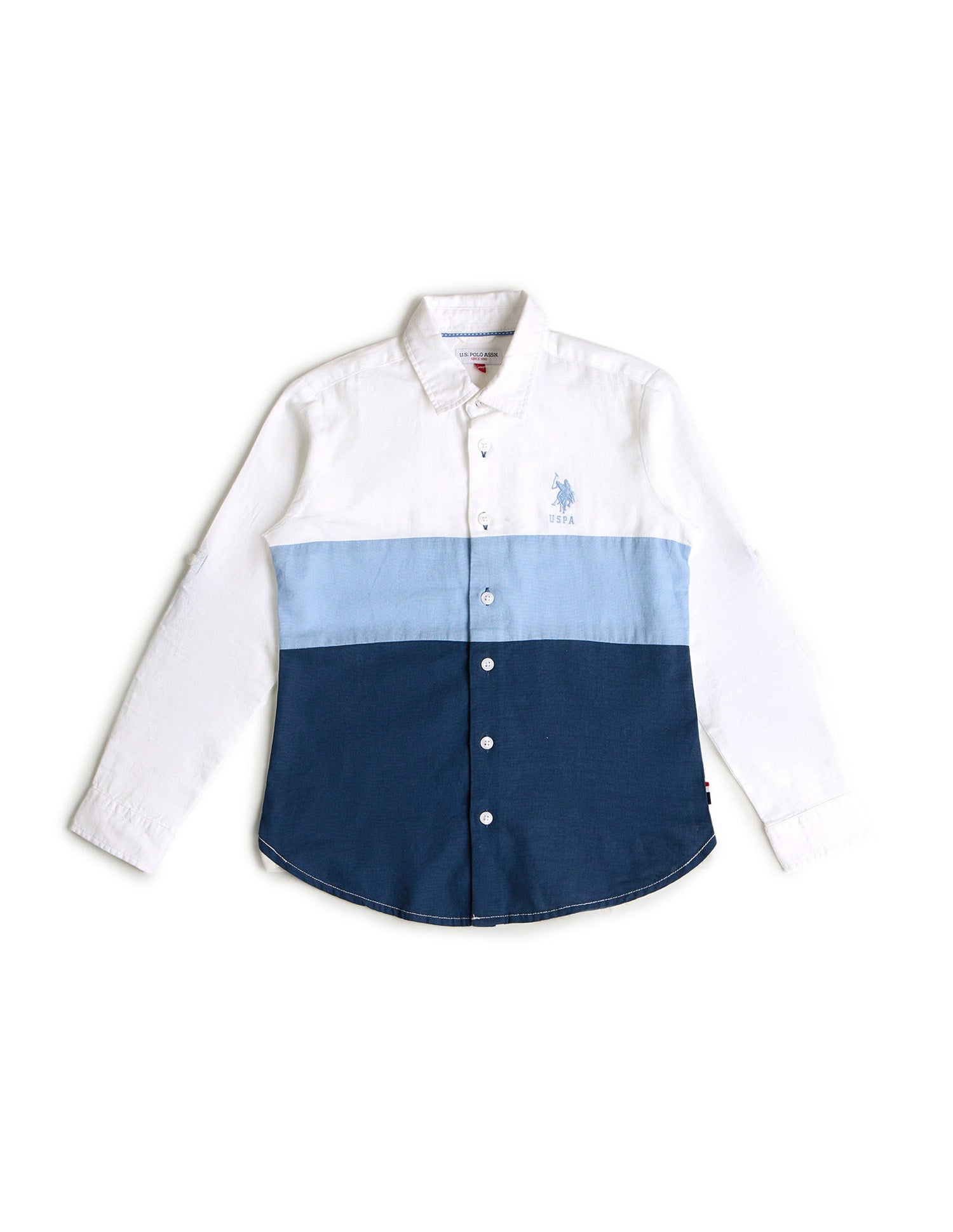 Boys Colourblocked Regular Fit Shirt Blue - U.S. POLO ASSN. | Large