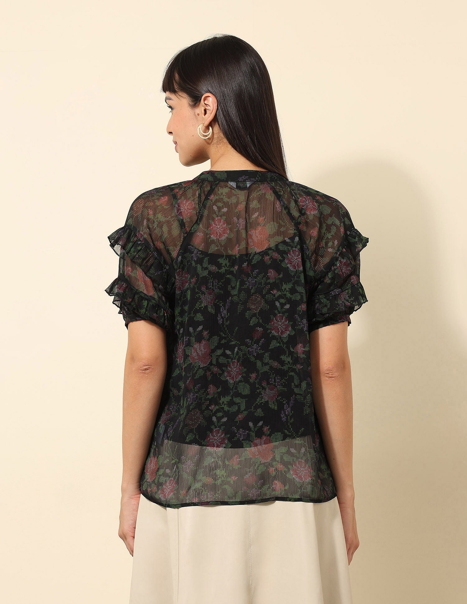 Sheer Floral Printed Lace Top Multi - U.S. POLO ASSN. | Large