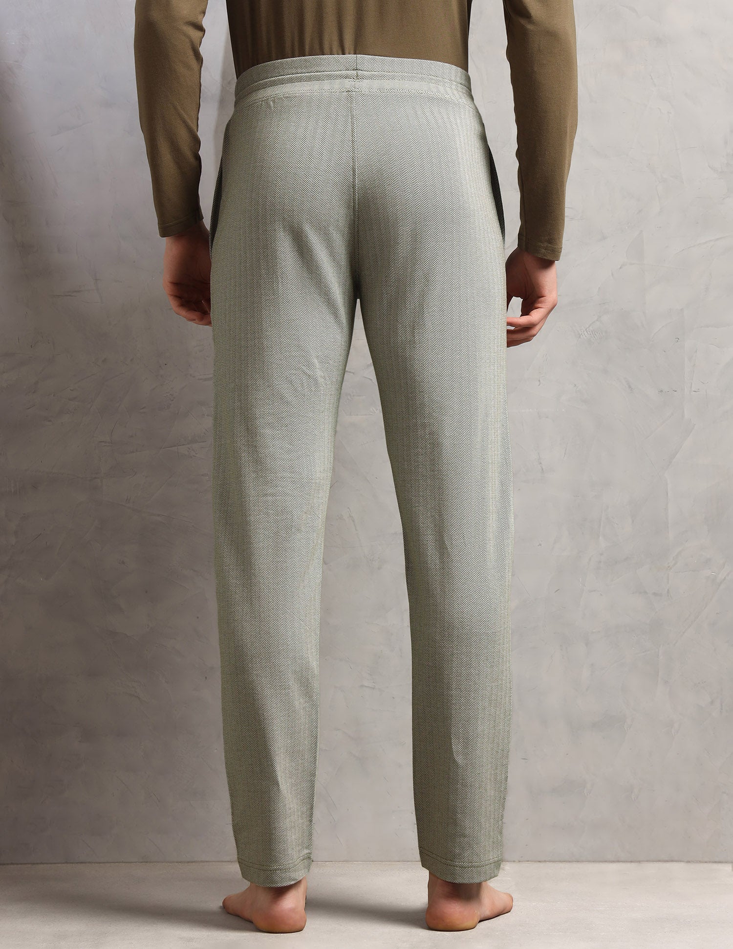 Chevron Cotton Stretch PR003 Lounge Pants - Pack Of 1 Deep Lichen Green - U.S. Polo Assn. India | Large