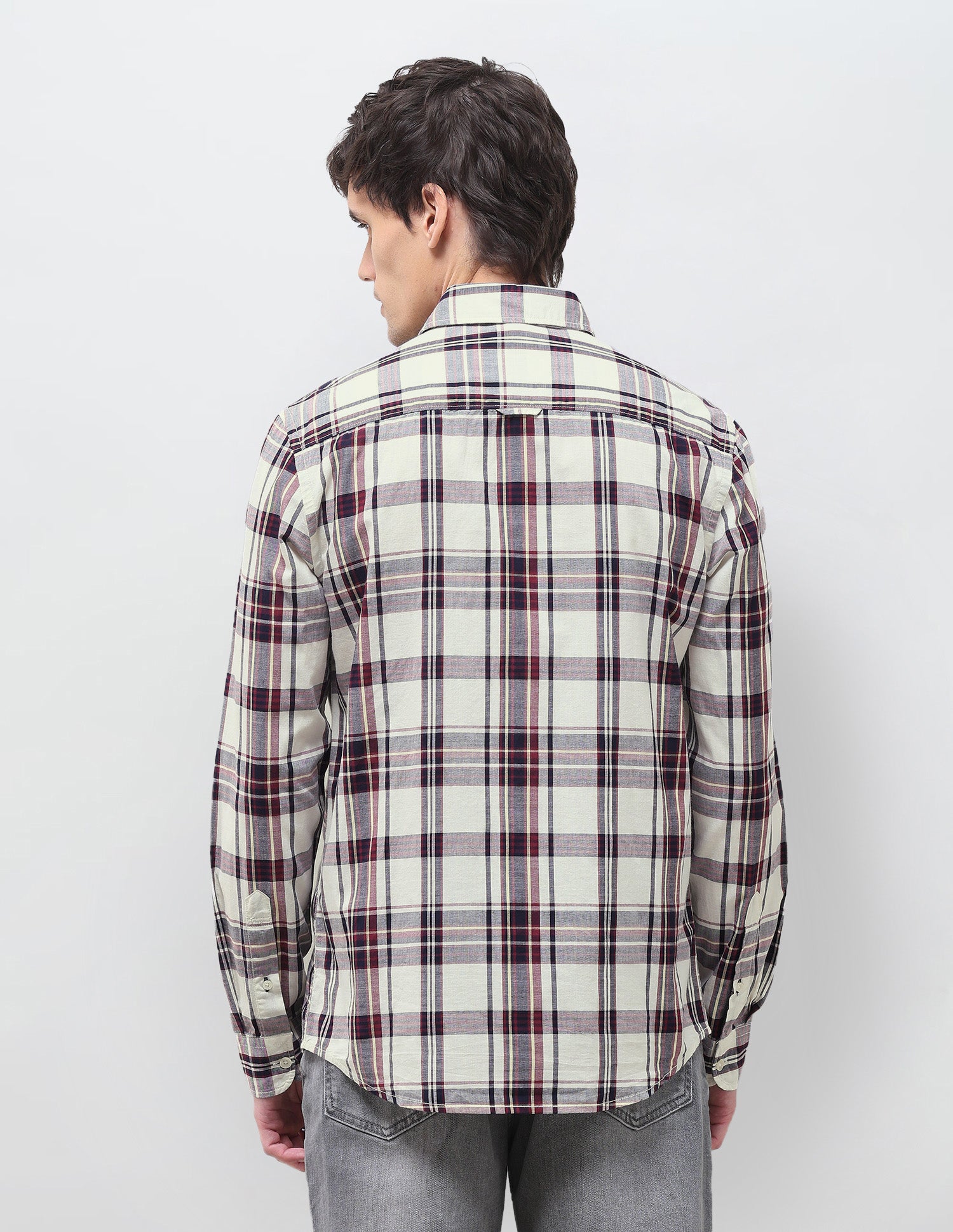 Plaid Checked Regular Fit Shirt Ivory - U.S. Polo Assn. India | Large
