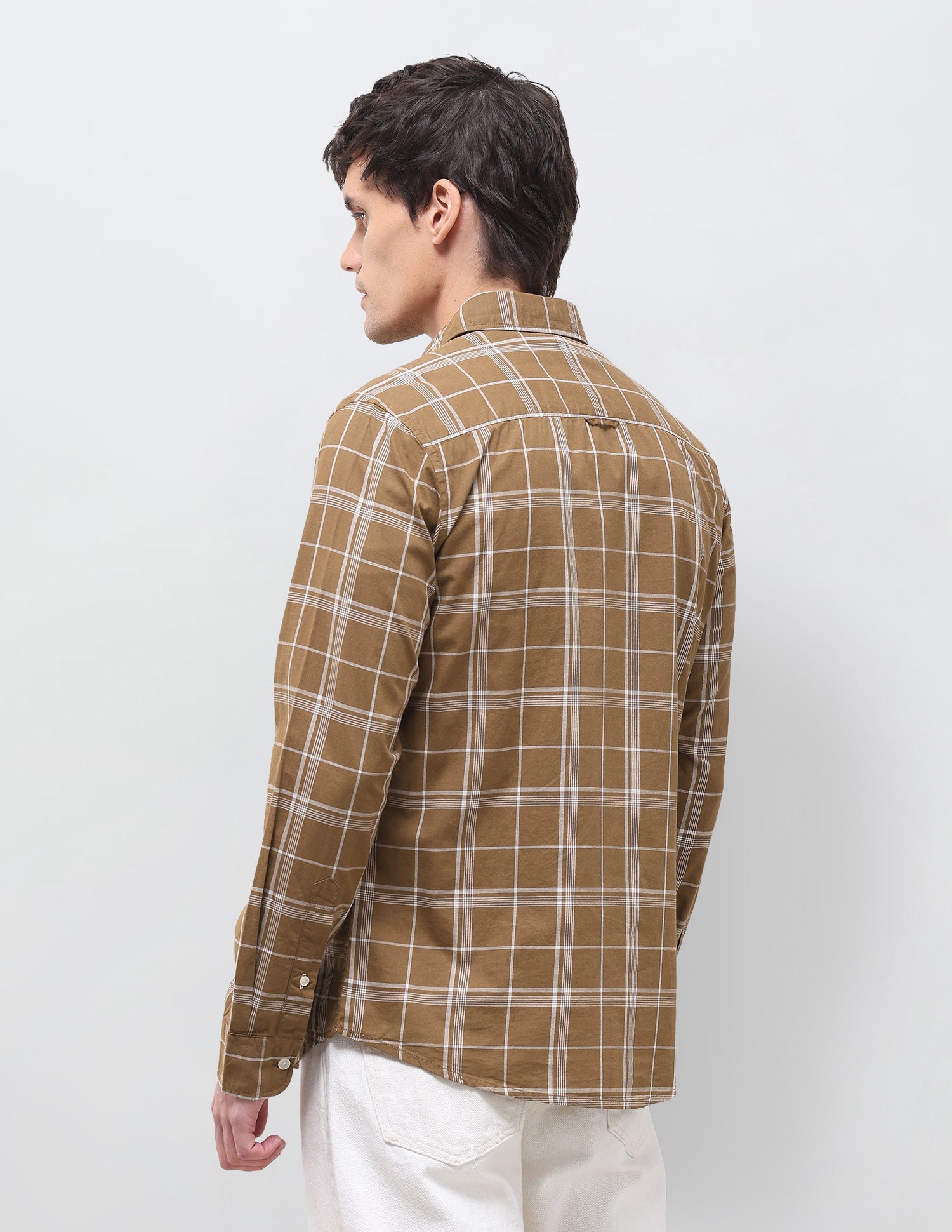 Grid Tattersall Checked Regular Fit Shirt Light Brown - U.S. Polo Assn. India | Large