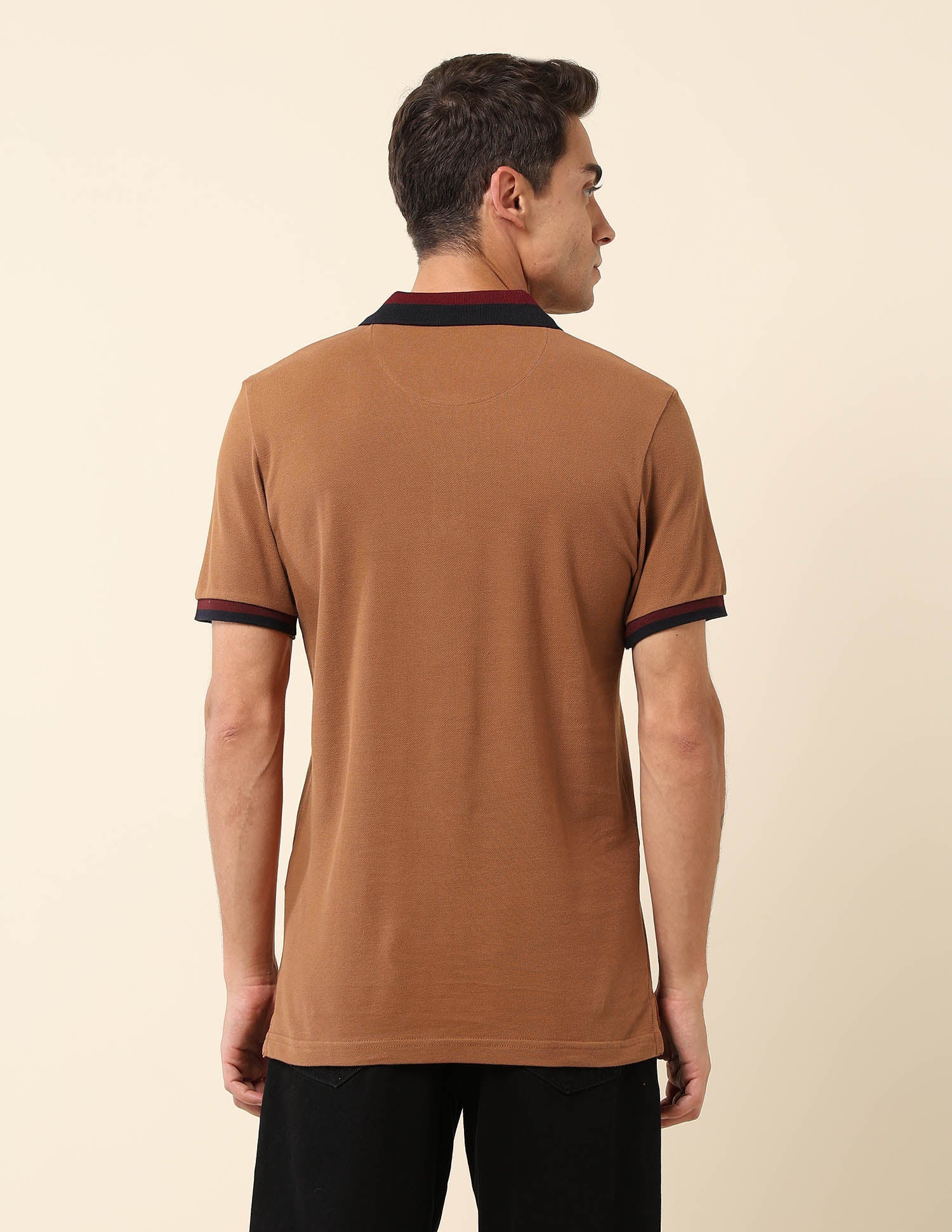 Slim Fit Solid Polo Shirt Brown - U.S. Polo Assn. India | Large