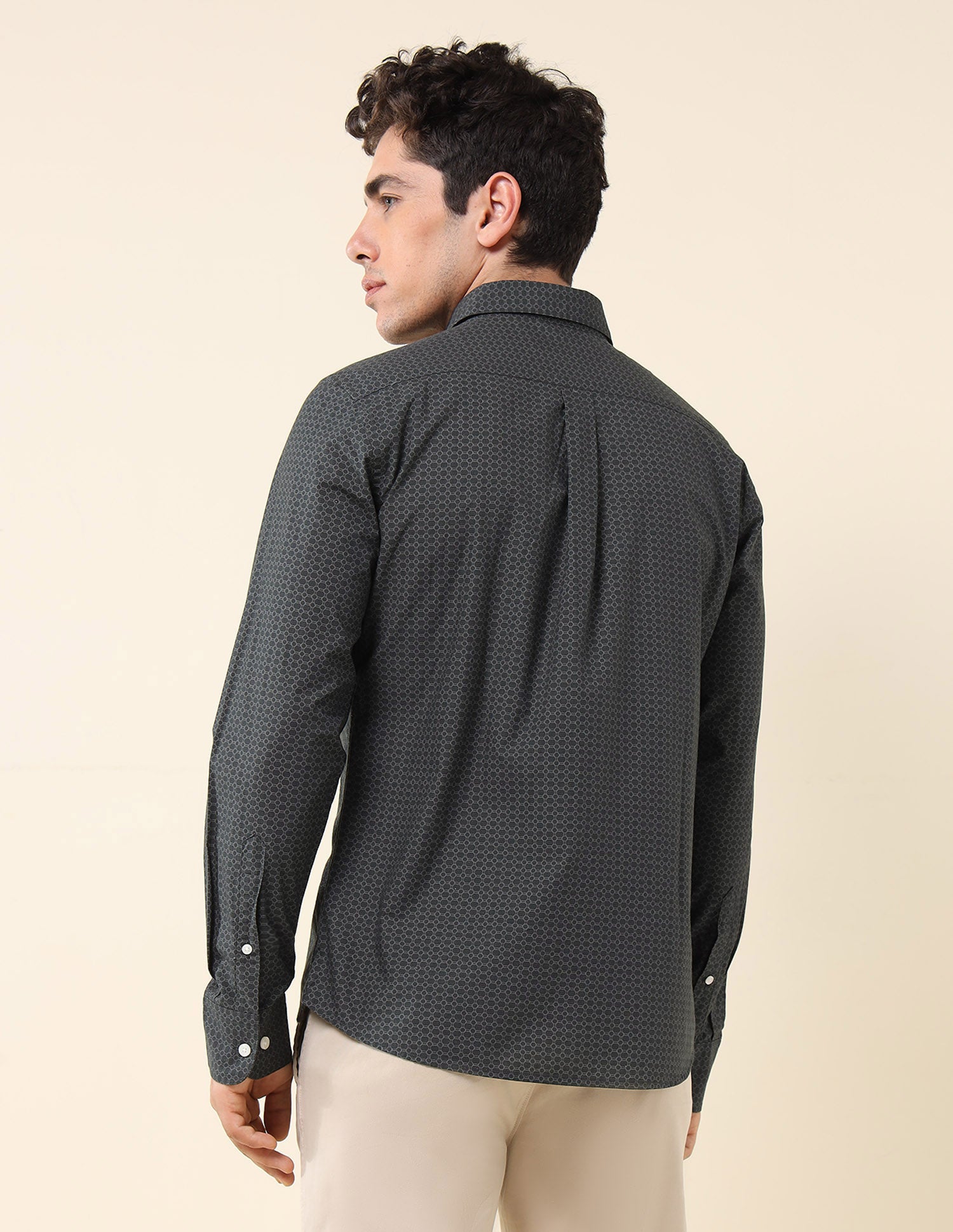 Geometric Printed Pure Cotton Shirt Charcoal - U.S. POLO ASSN. | Large