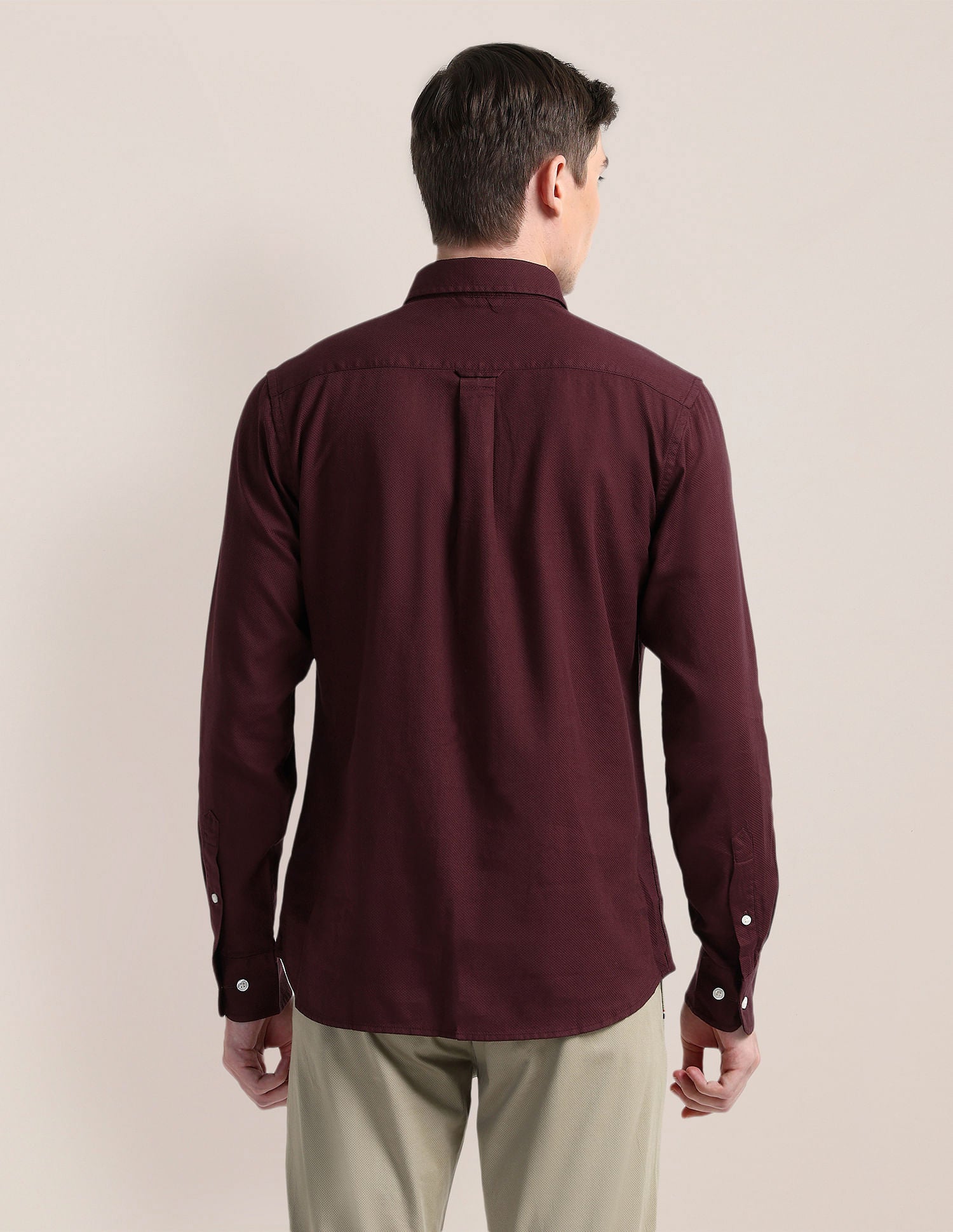 Cutaway Collar Premium Cotton Shirt Maroon - U.S. POLO ASSN. | Large