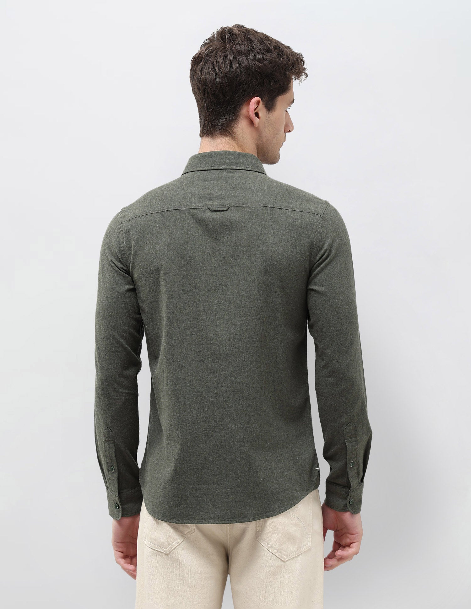 Twill Solid Regular Fit Shirt Light Olive - U.S. POLO ASSN. | Large