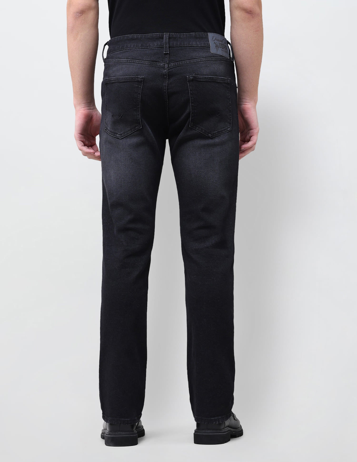 Solid Slim Straight Fit Jeans Black - U.S. Polo Assn. India | Large