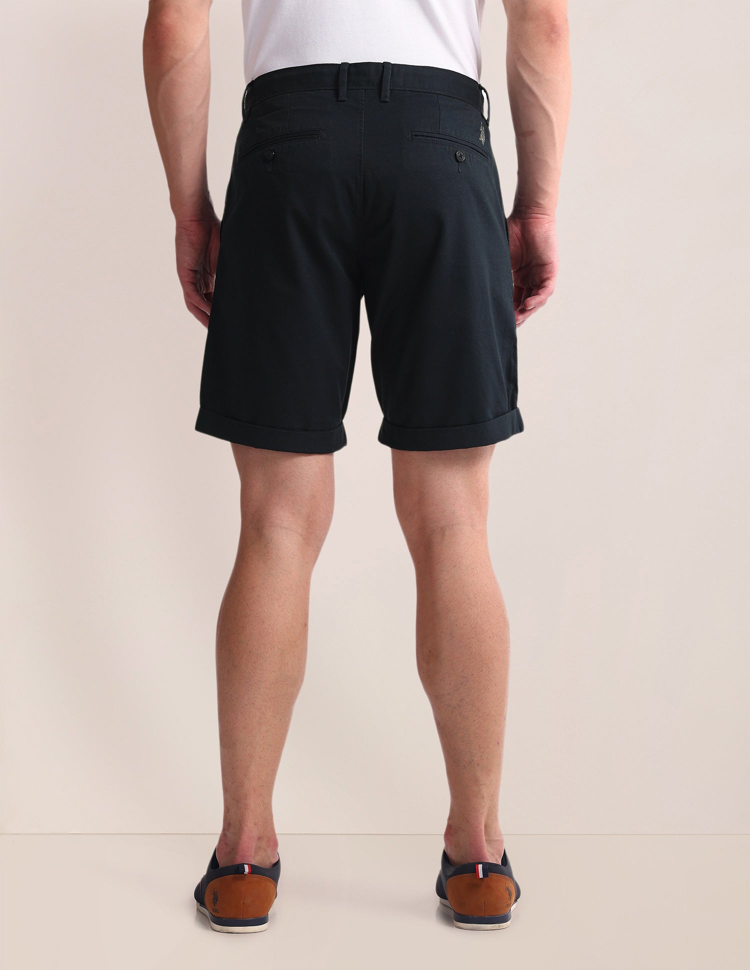 Slim Straight Fit Solid Shorts Navy - U.S. Polo Assn. India | Large