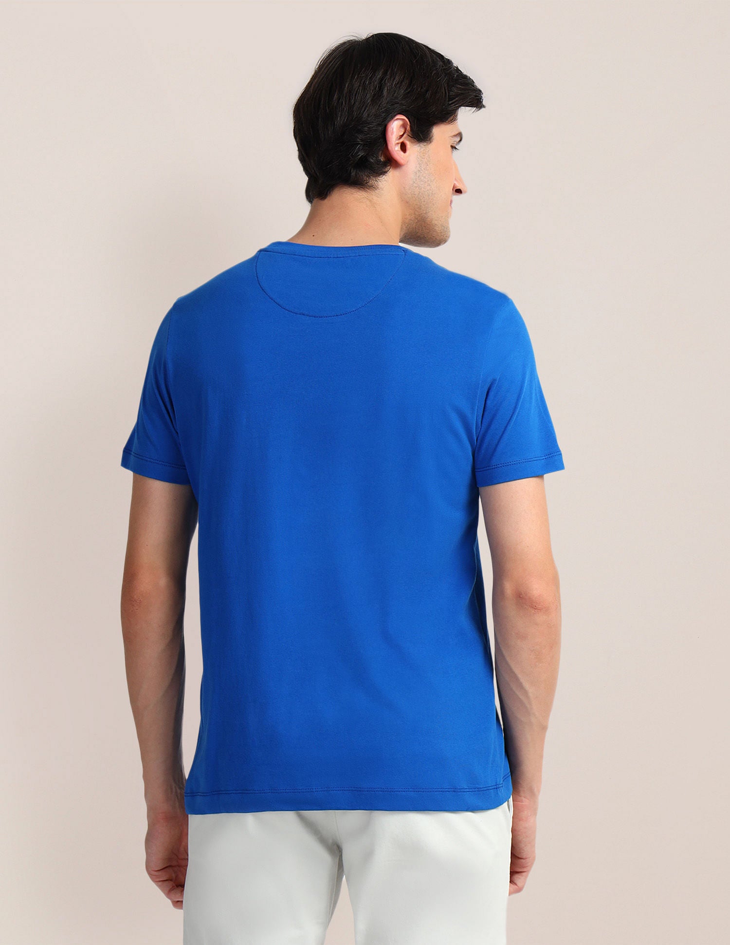 Brand Print Slim Fit T-Shirt Blue - U.S. Polo Assn. India | Large