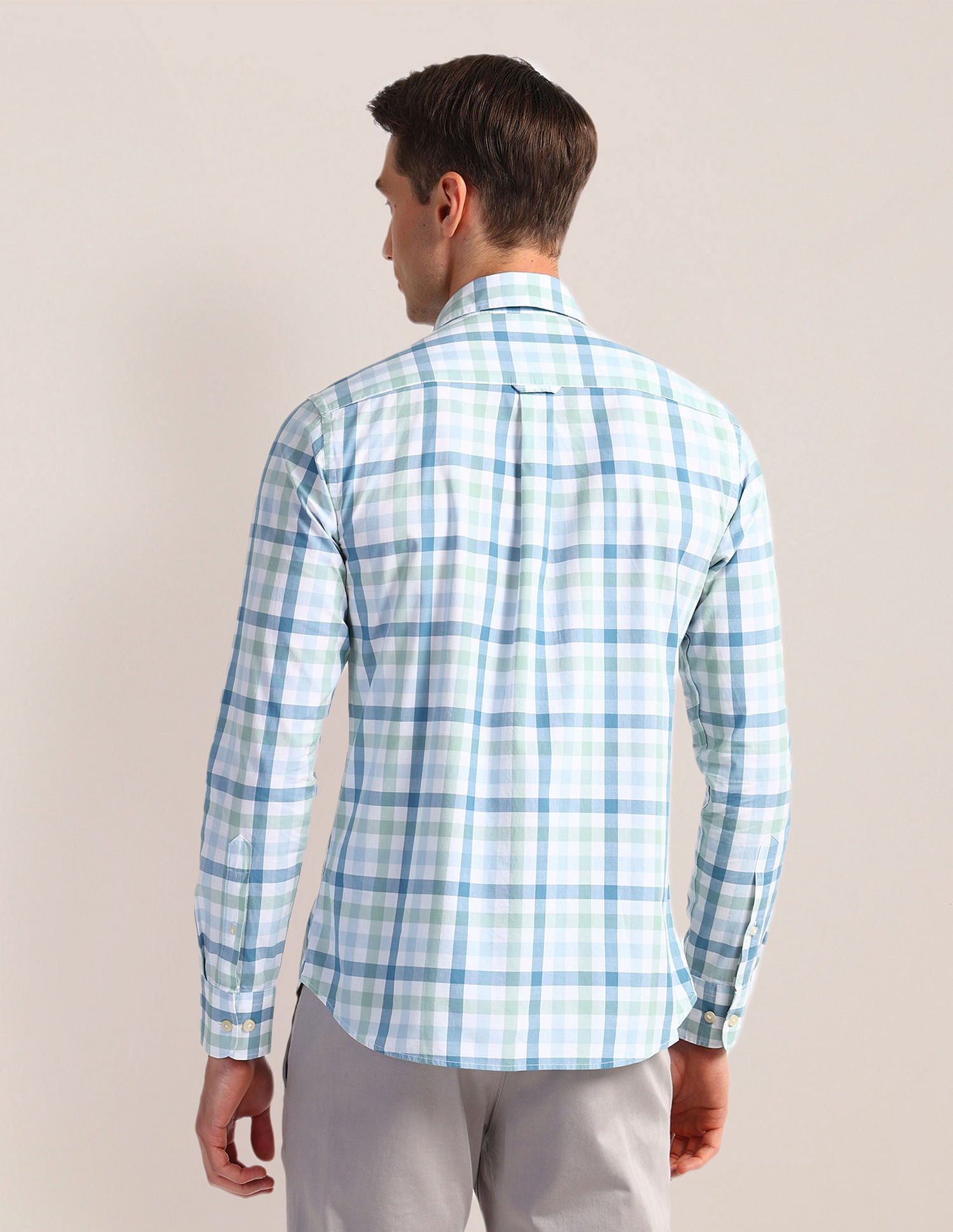 Tailored Fit Checked Shirt Green - U.S. Polo Assn. India | Large