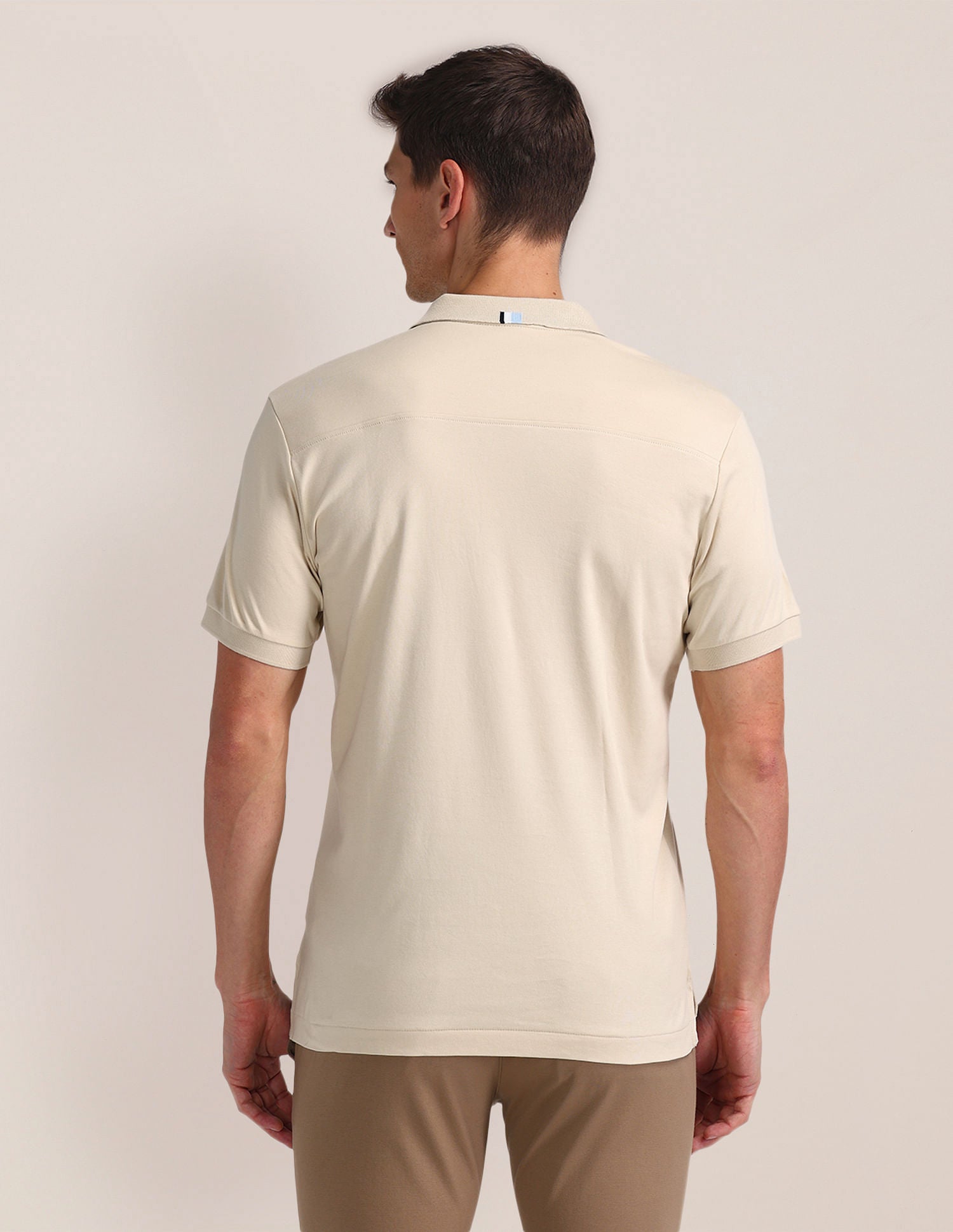 Slim Fit Printed Polo Shirt Beige - U.S. Polo Assn. India | Large