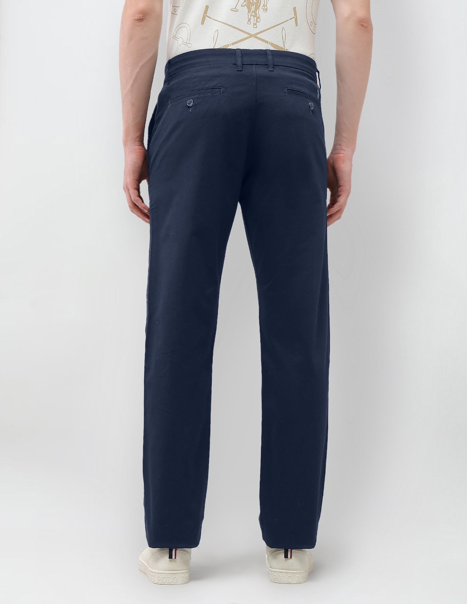 Solid Riley Straight Fit Trousers Navy - U.S. Polo Assn. India | Large