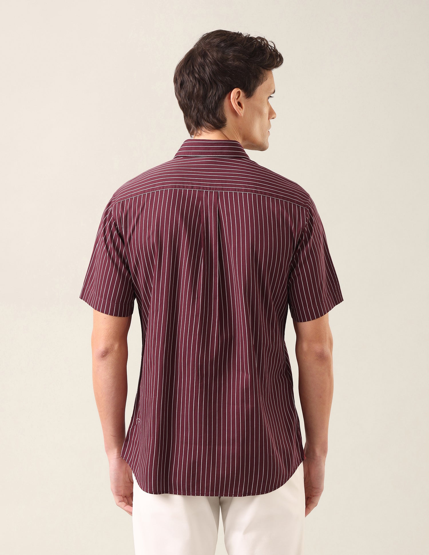 Vertical Striped Tailored Fit Shirt Maroon - U.S. Polo Assn. India | Large