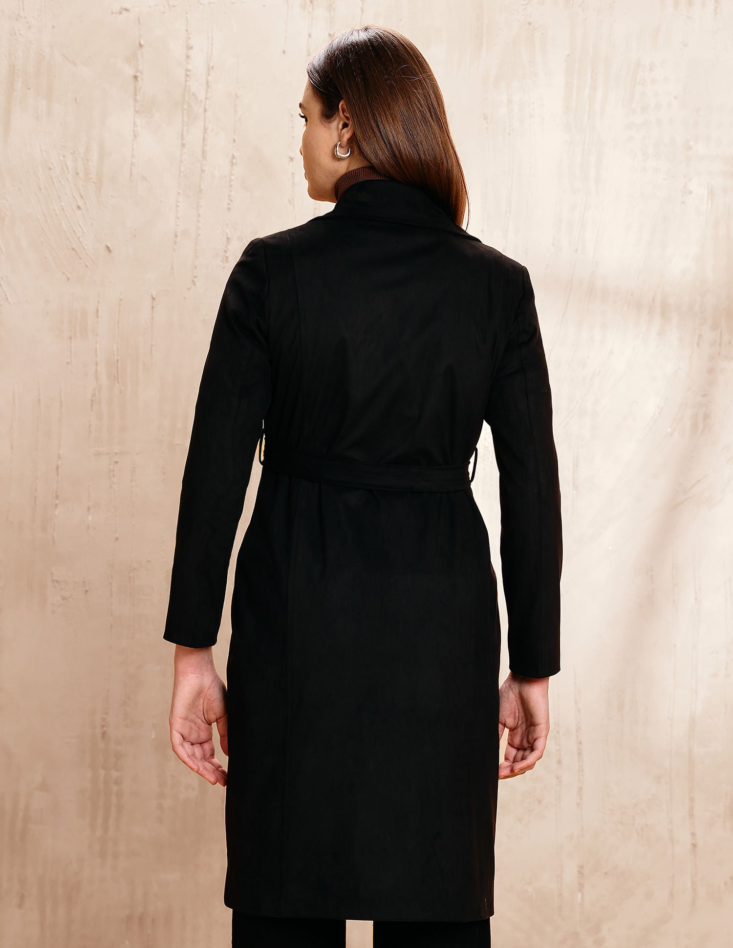 Double Breasted Notch Lapel Coat Black - U.S. POLO ASSN. | Large