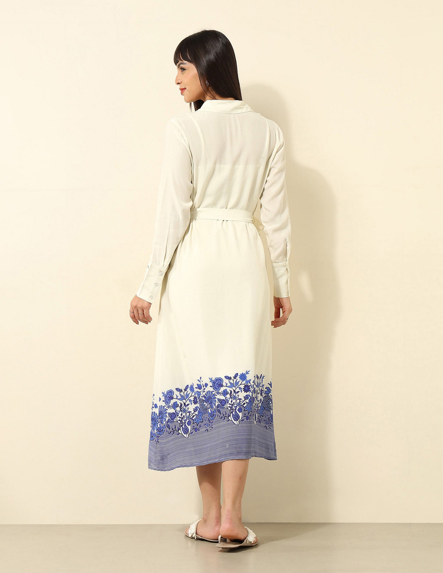 Floral Printed A-Line Dress Off White - U.S. Polo Assn. India | Large