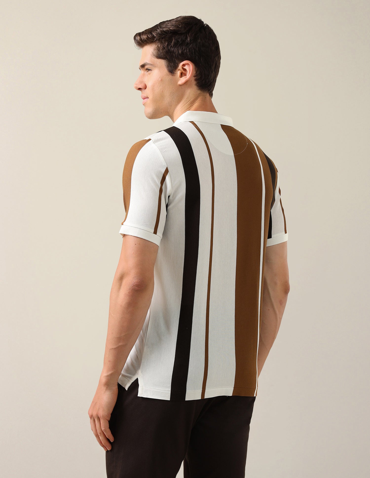 Vertical Striped Slim Fit Polo Shirt Brown - U.S. Polo Assn. India | Large