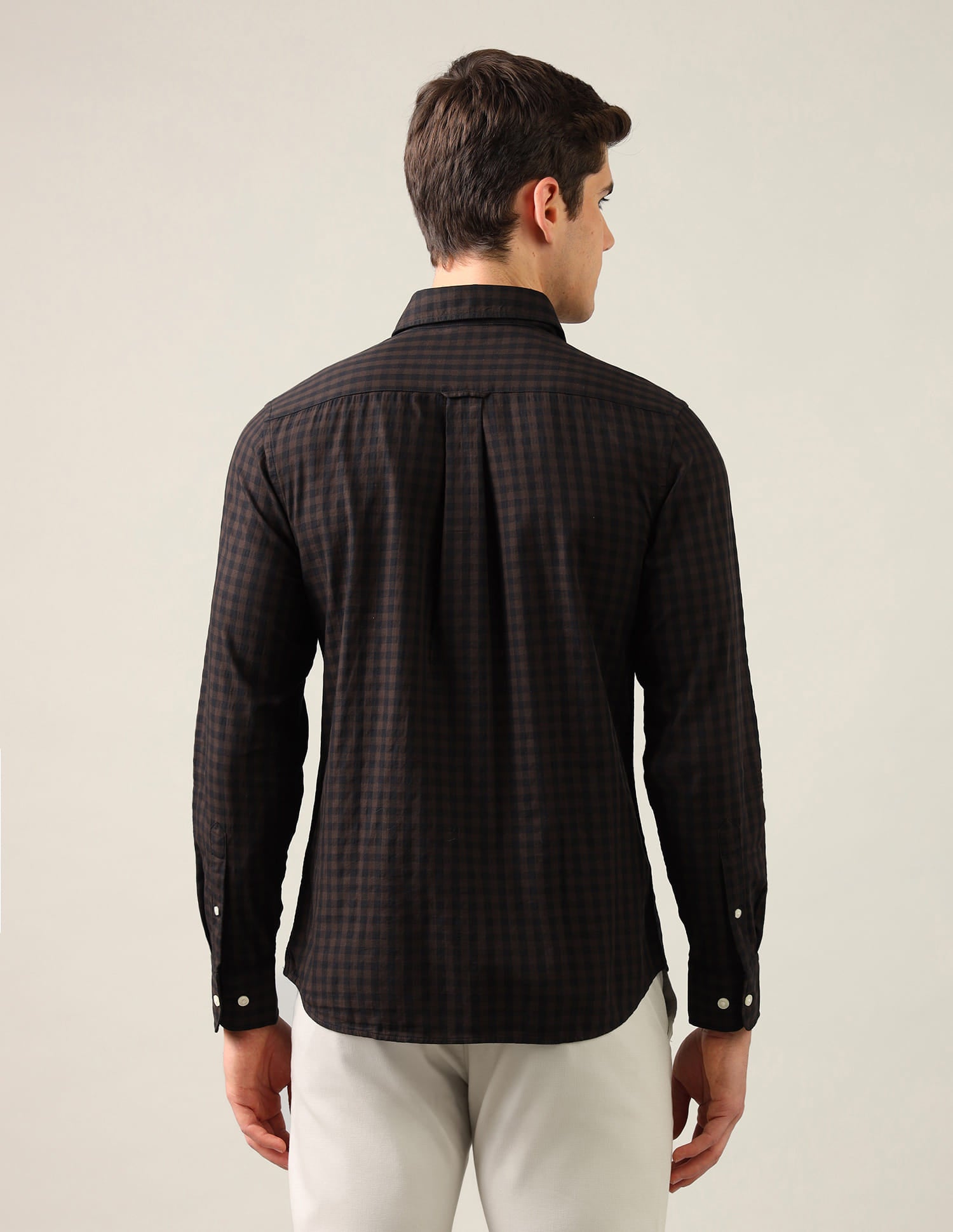 Gingham Checked Twill Shirt Brown - U.S. Polo Assn. India | Large