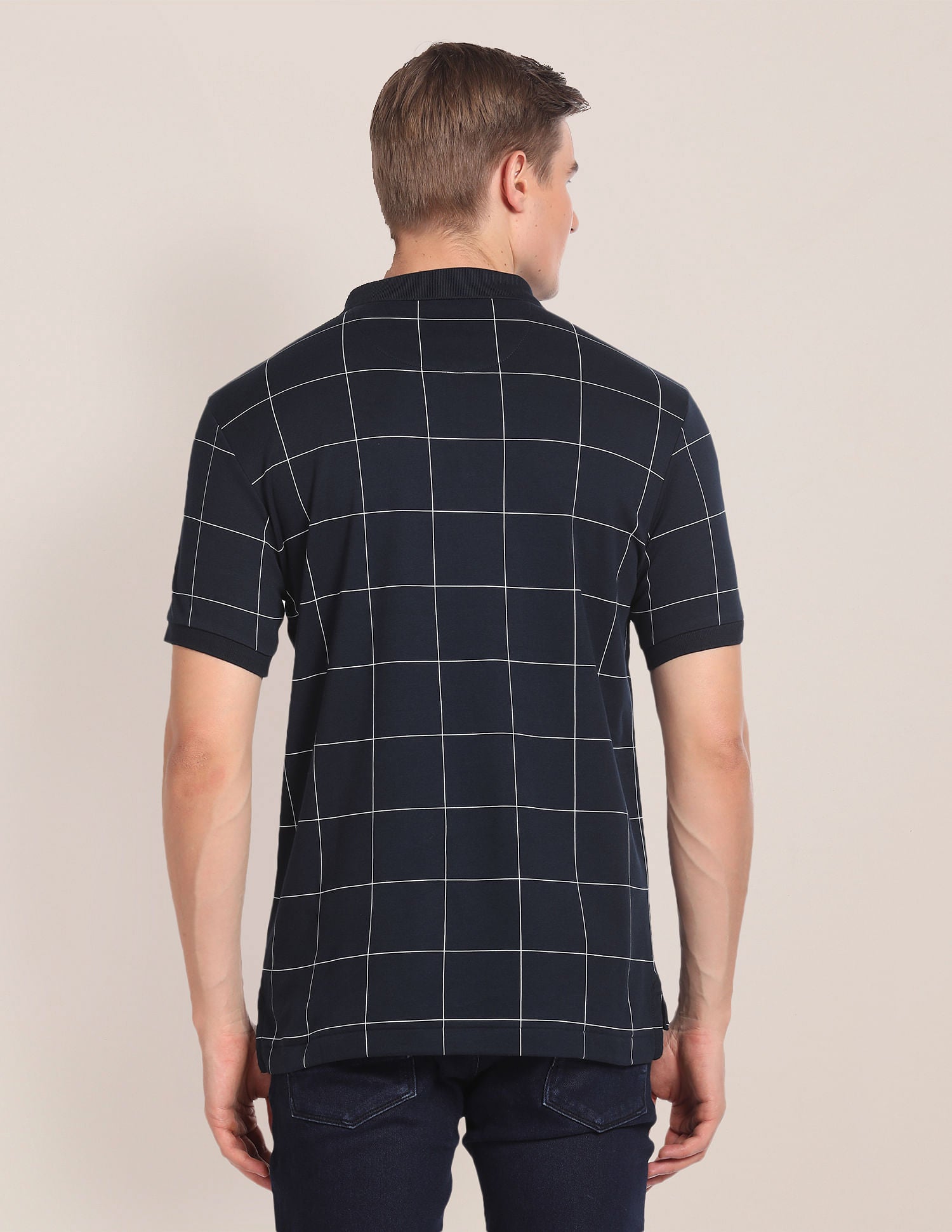 Check Knit Polo Shirt Navy - U.S. Polo Assn. India | Large