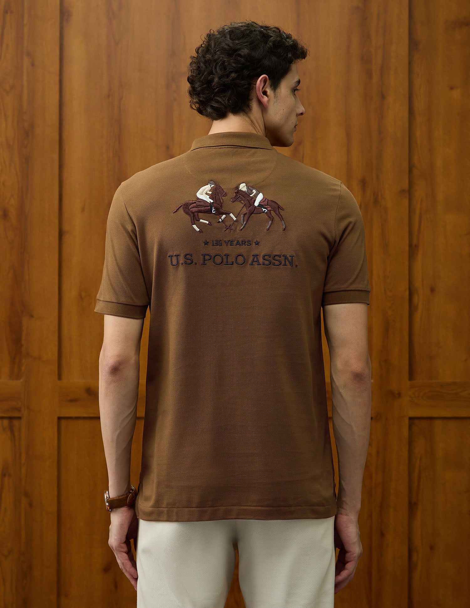 Brand Embroidered Varsity Theatre Polo Shirt Mustard - U.S. POLO ASSN. | Large