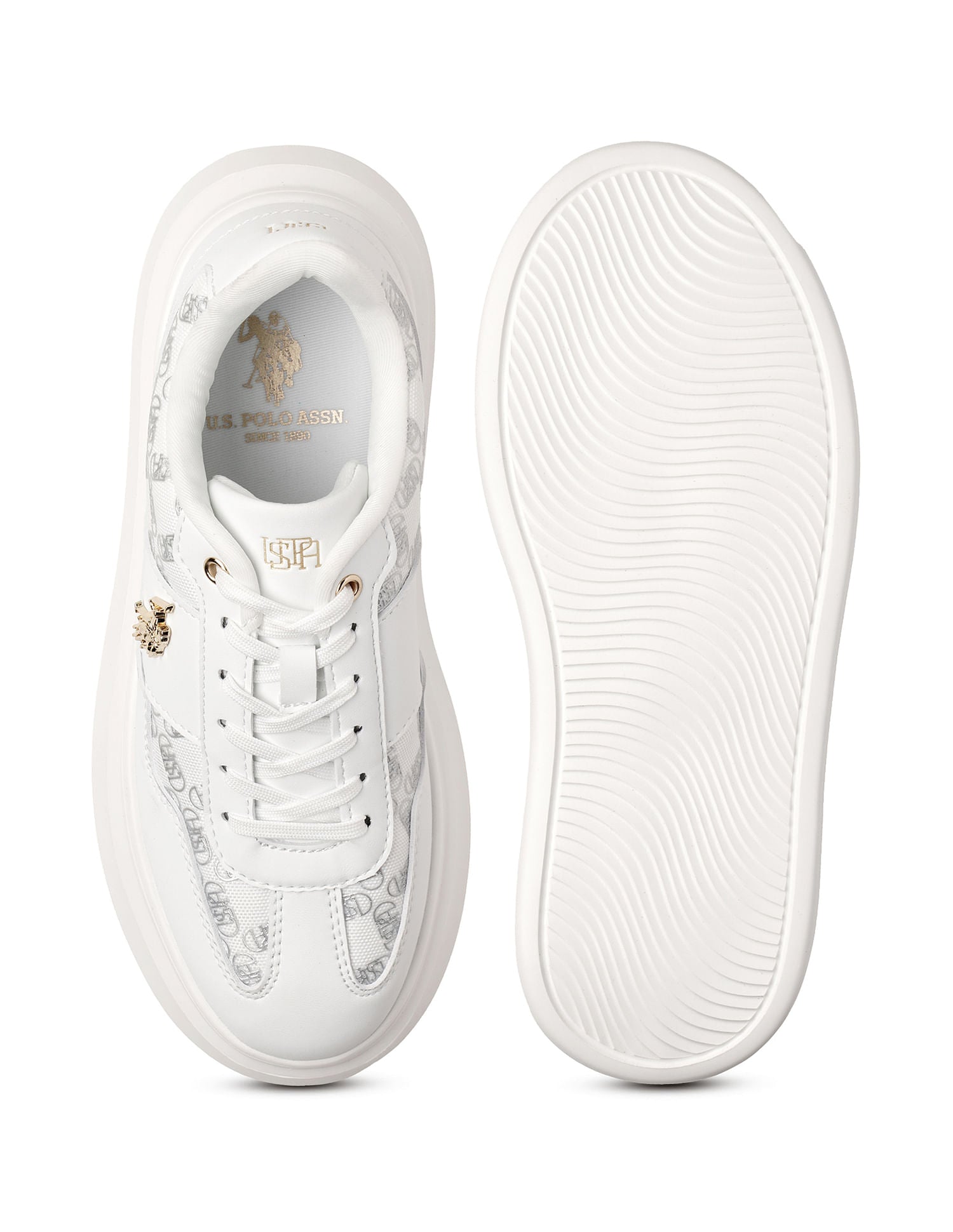 Women Brand Print Marlene Sneakers White - U.S. Polo Assn. India | Large
