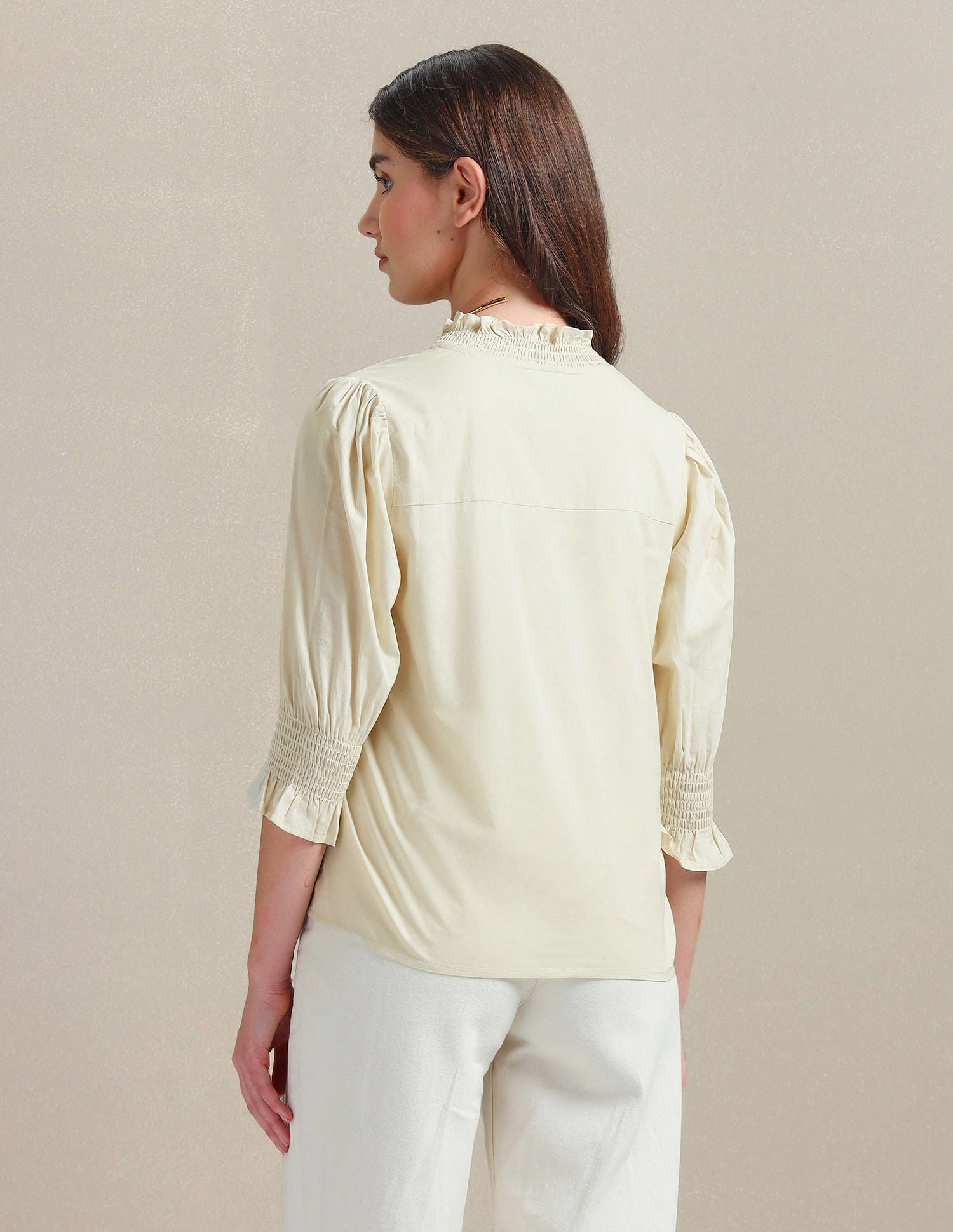 Ruffled V-Neck Cotton Top Black - U.S. POLO ASSN. | Large