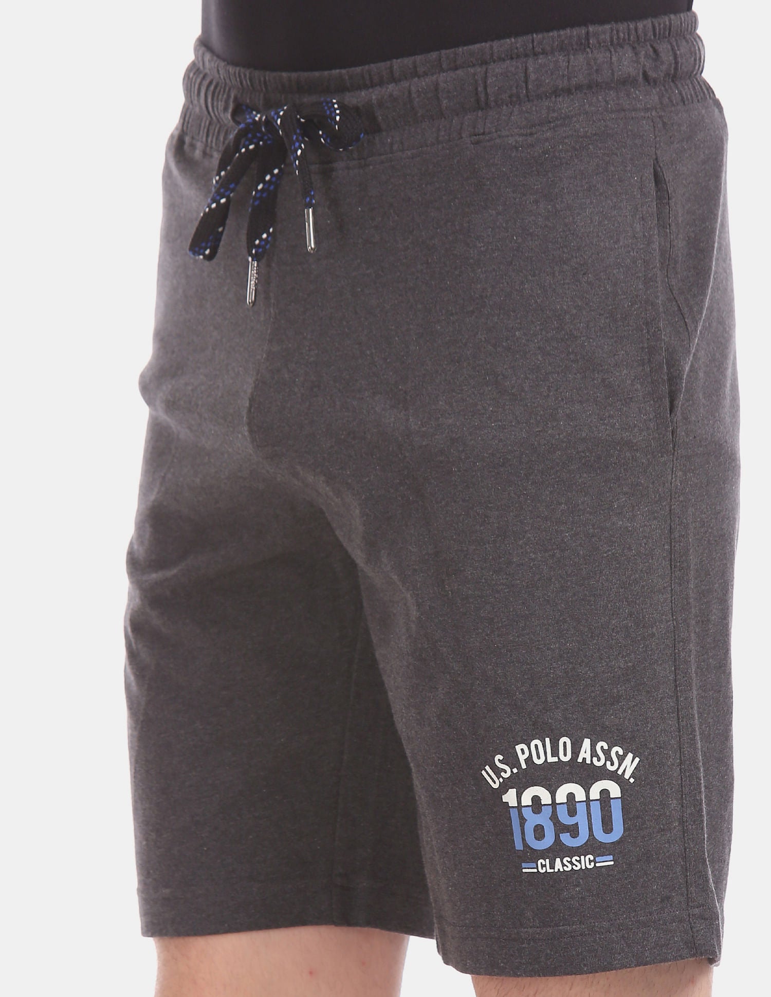 Men Charcoal I670 Comfort Fit Solid Cotton Polyester Shorts Pack of 1 Anthra Melange - U.S. Polo Assn. India | Large