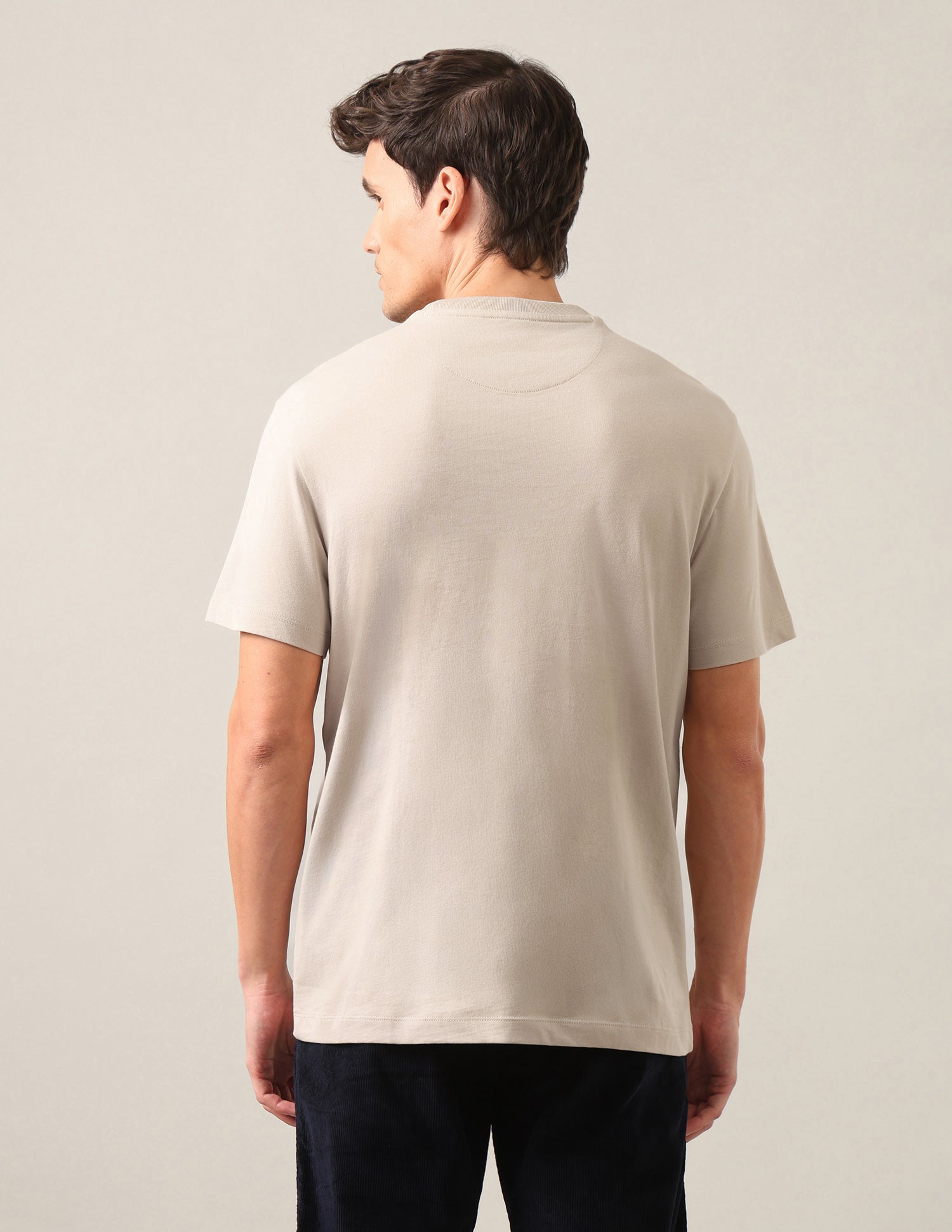 Brand Embossed Regular Fit T-Shirt Beige - U.S. Polo Assn. India | Large