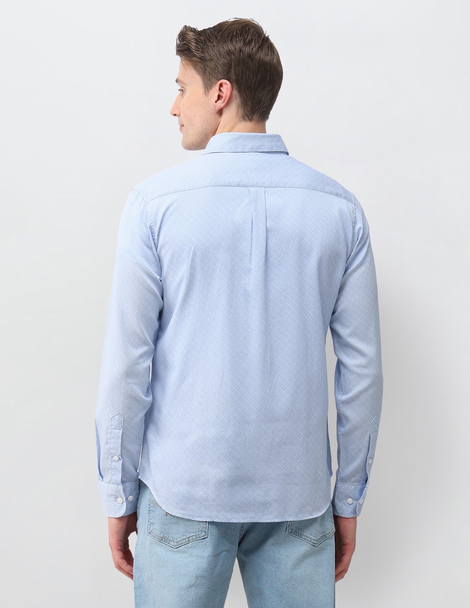 Geometric Printed Dobby Shirt Light Blue - U.S. Polo Assn. India | Large