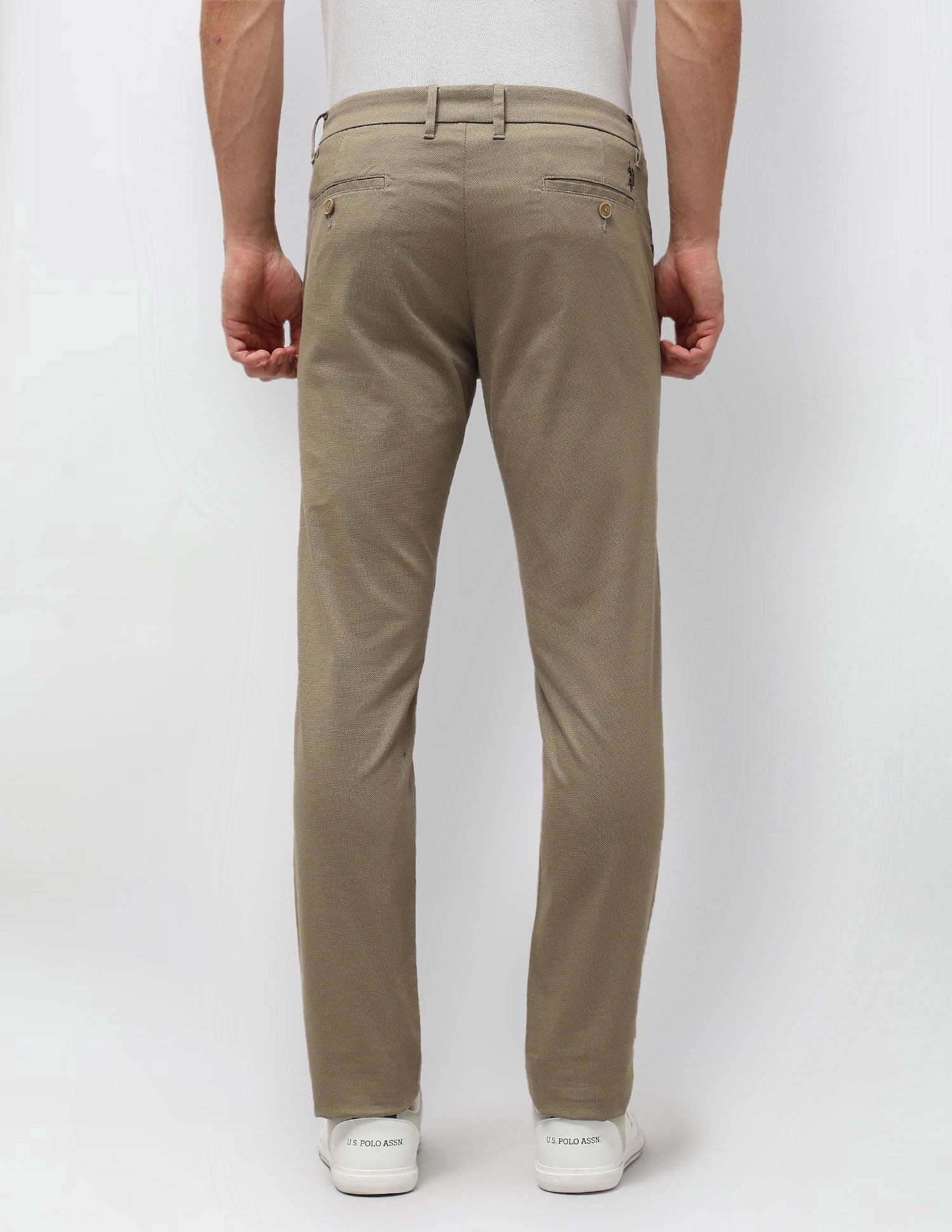 Slim Fit Satin Trousers Khaki - U.S. Polo Assn. India | Large