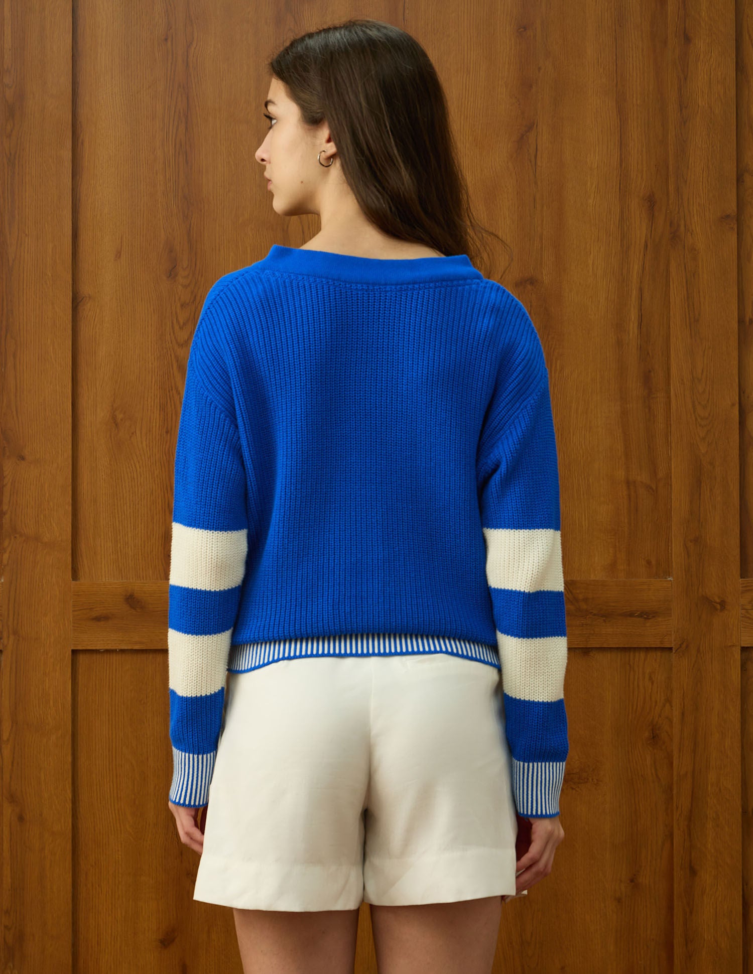 Drop Shoulder Fit Solid Sweater Blue - U.S. POLO ASSN. | Large