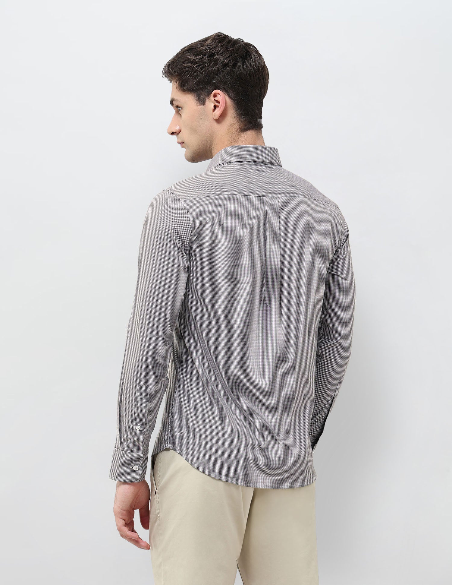 Micro Checked Regular Fit Shirt Choco - U.S. POLO ASSN. | Large