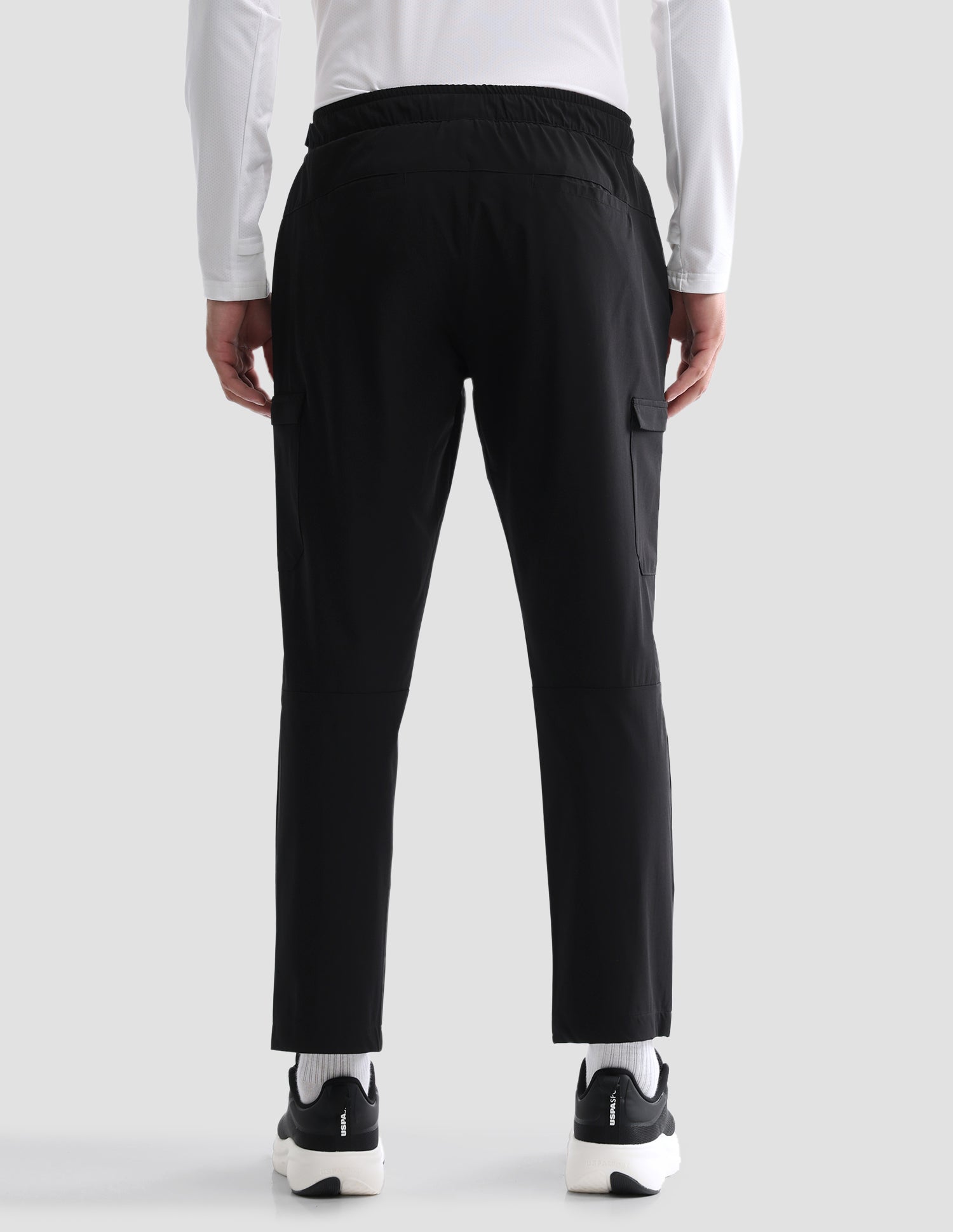 Solid Active Cargo Track Pants Black - U.S. Polo Assn. India | Large