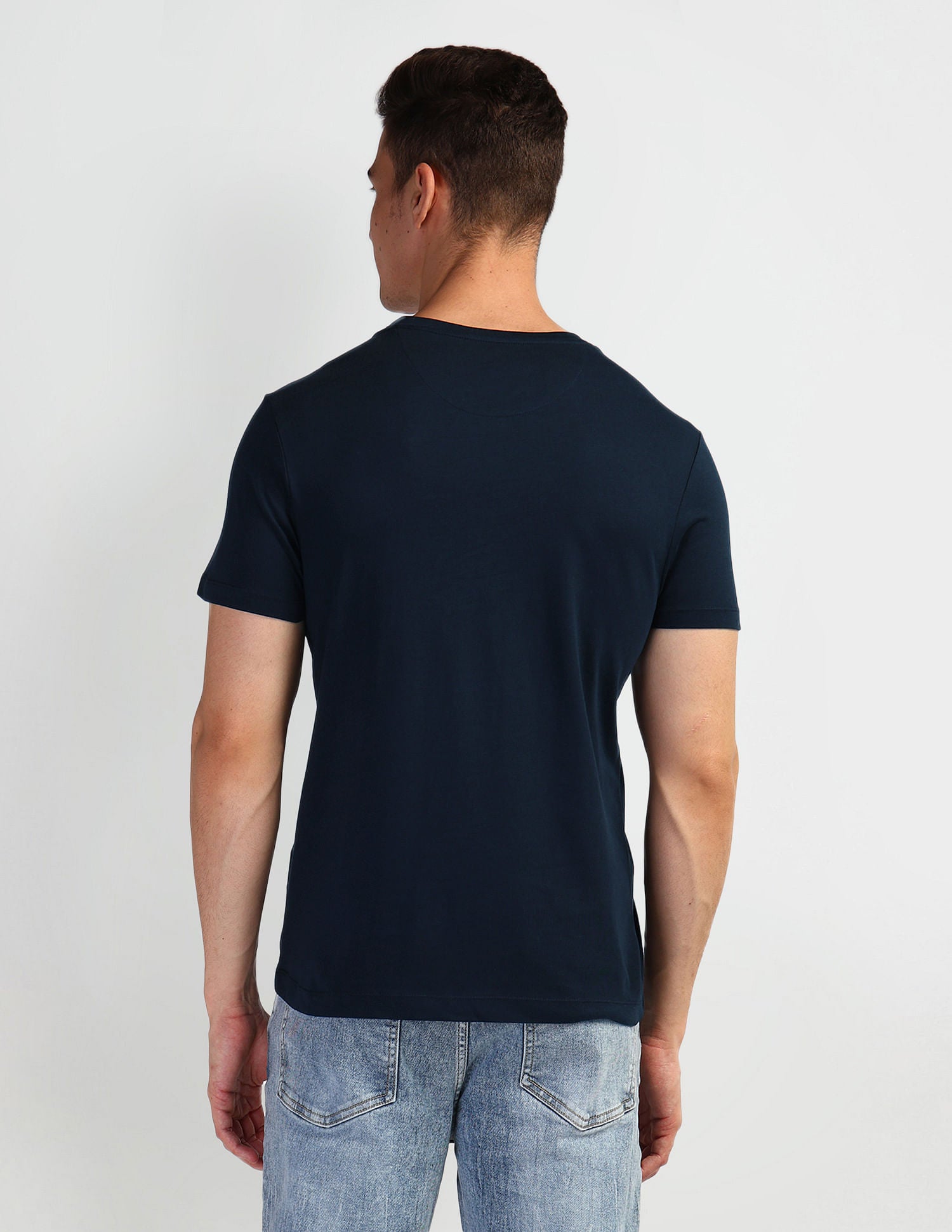 Graphic Print Crew Neck T-Shirt Navy - U.S. Polo Assn. India | Large