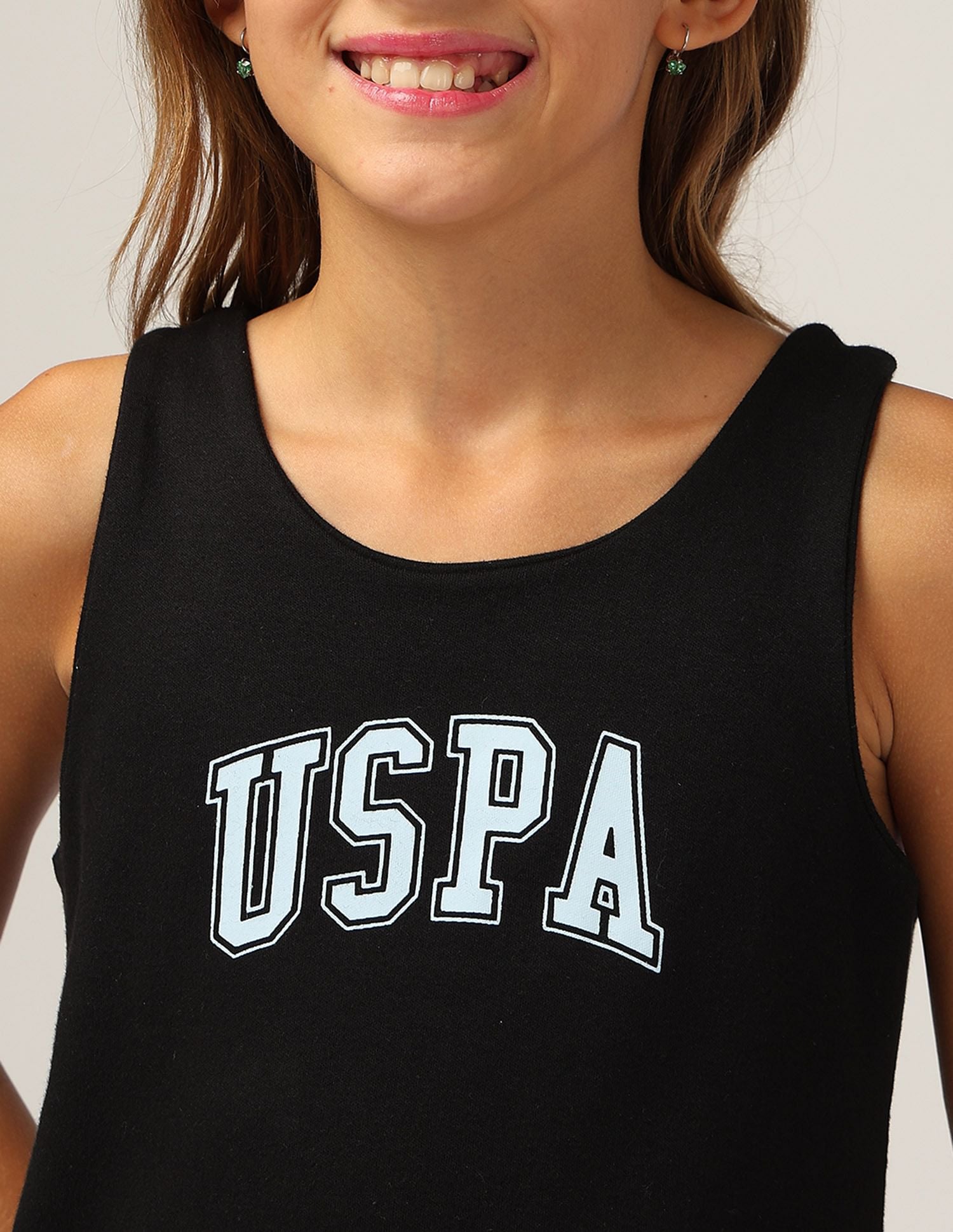 Girls Brand Printed A Line Dress Black - U.S. POLO ASSN. | Large