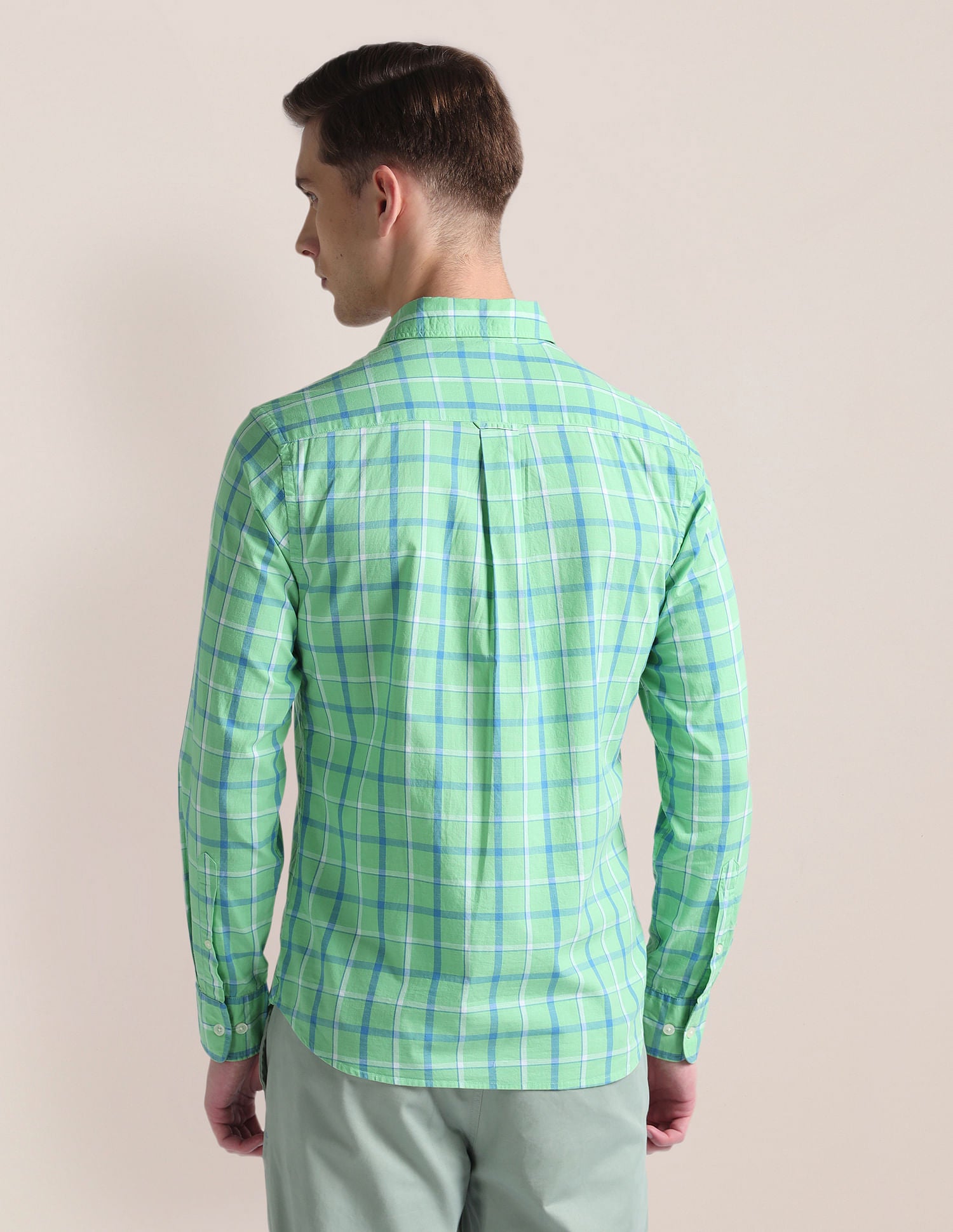 Dobby Tailored Fit Shirt Green - U.S. Polo Assn. India | Large