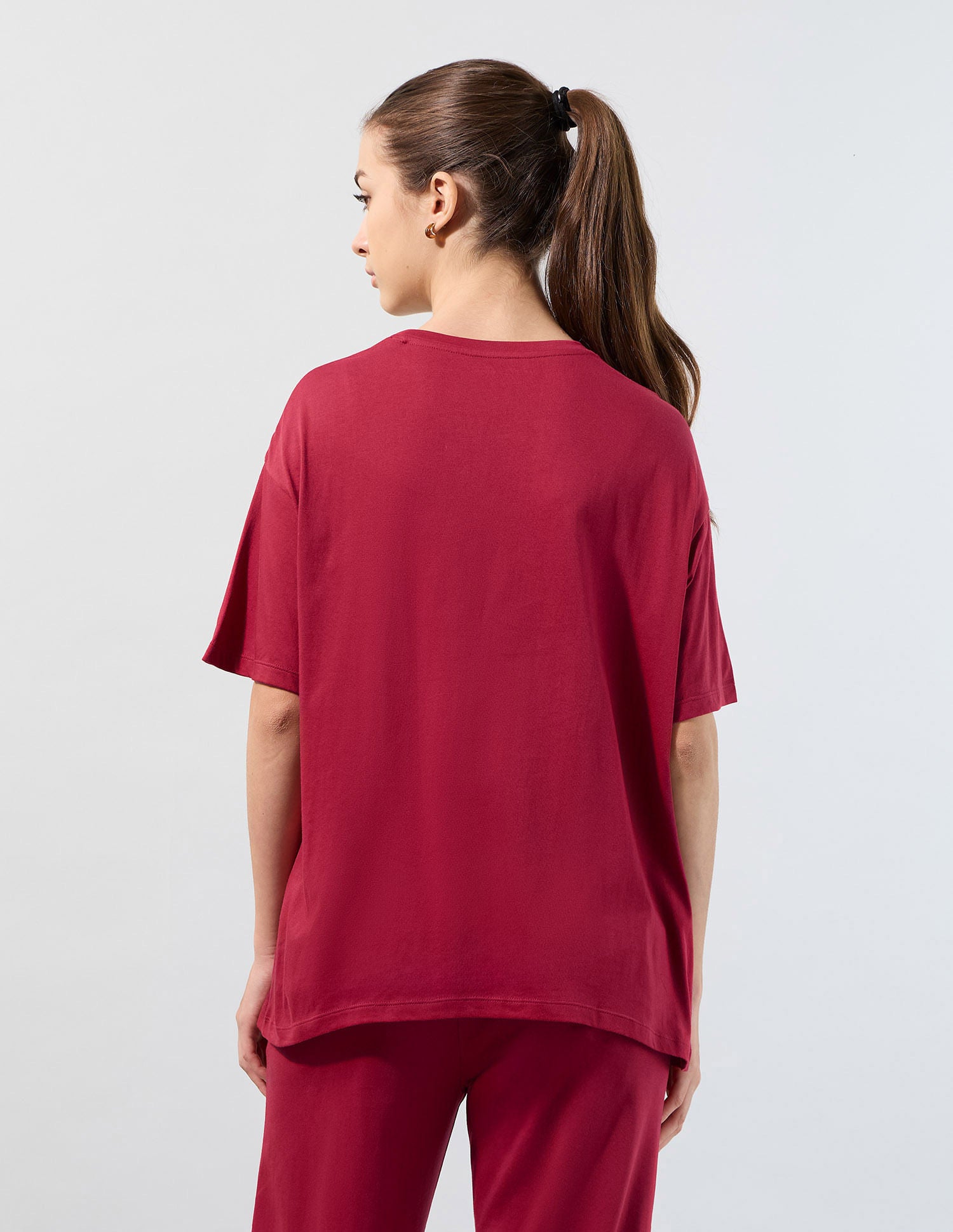 Brand Printed Boyfriend Fit T-Shirt Dark Red - U.S. POLO ASSN. | Large