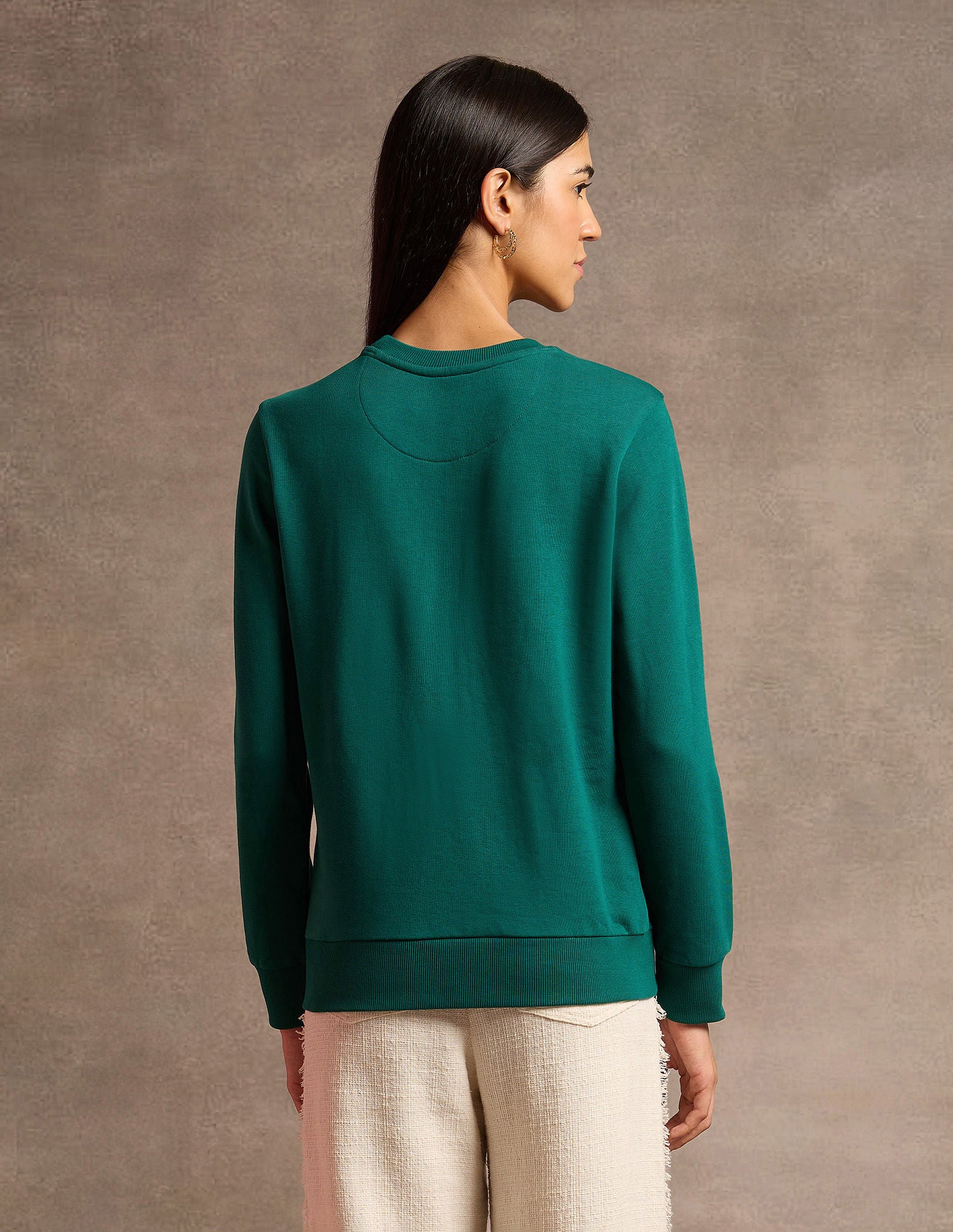 Crew Neck Brand Embroidered Sweatshirt Dark Green - U.S. POLO ASSN. | Large