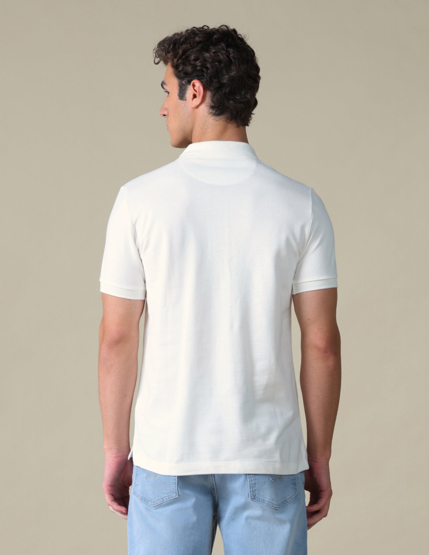 Typographic Slim Fit Polo Shirt Ivory - U.S. Polo Assn. India | Large