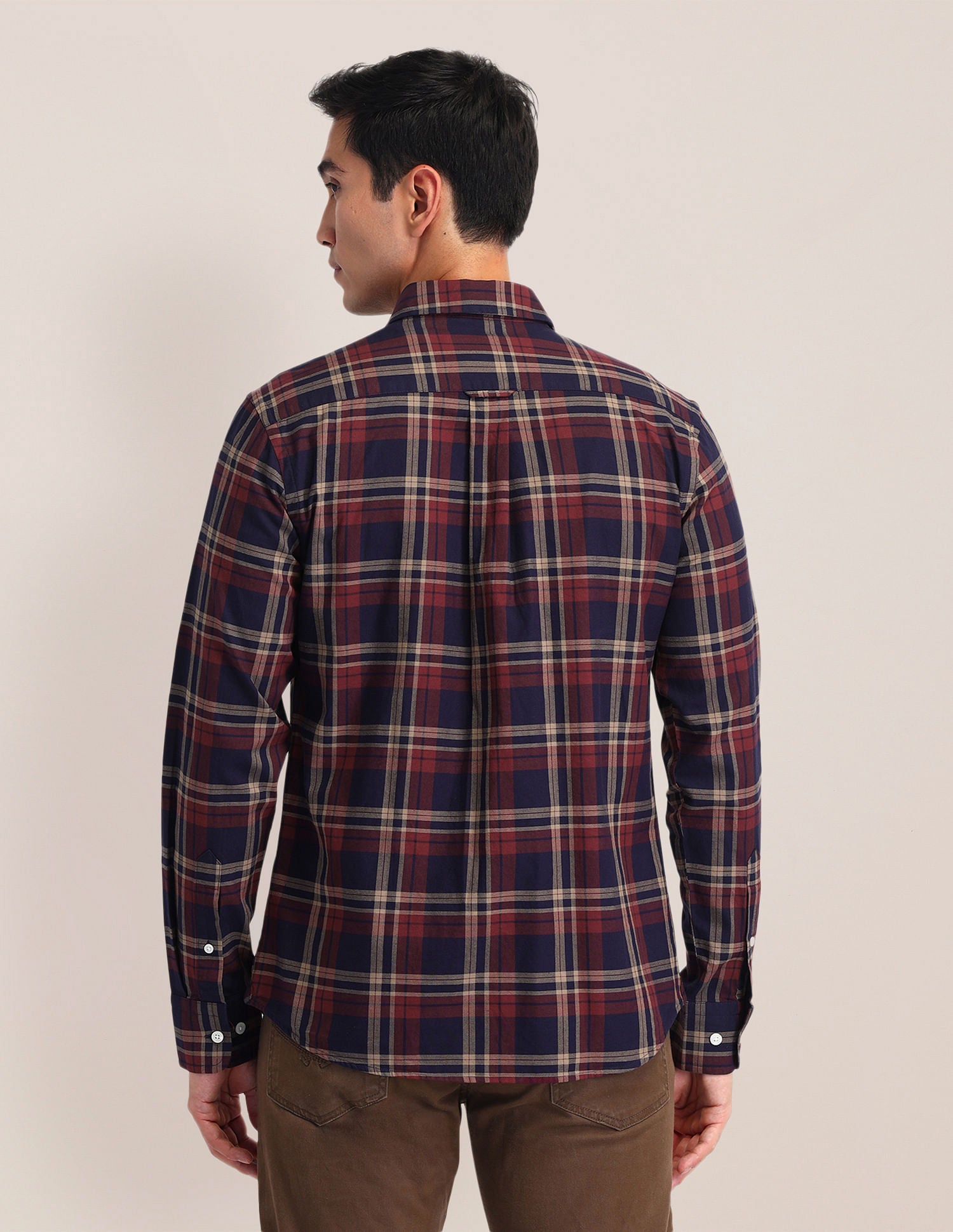 Tailored Fit Dobby Checked Shirt Navy - U.S. POLO ASSN. | Large