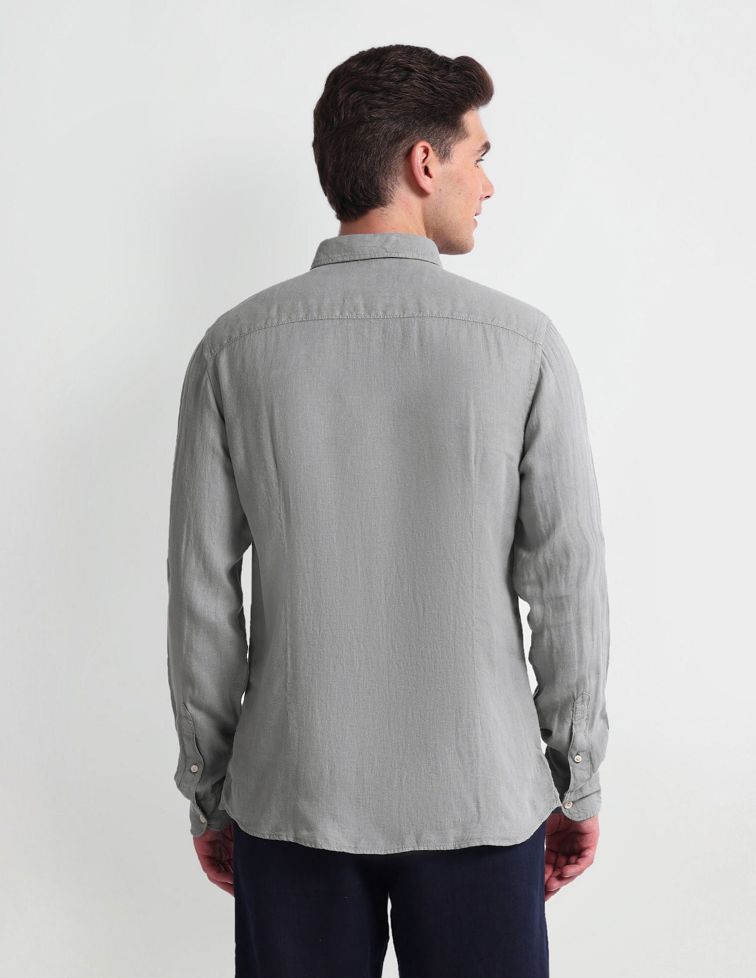 Slim Fit Solid Shirt Light Grey - U.S. Polo Assn. India | Large